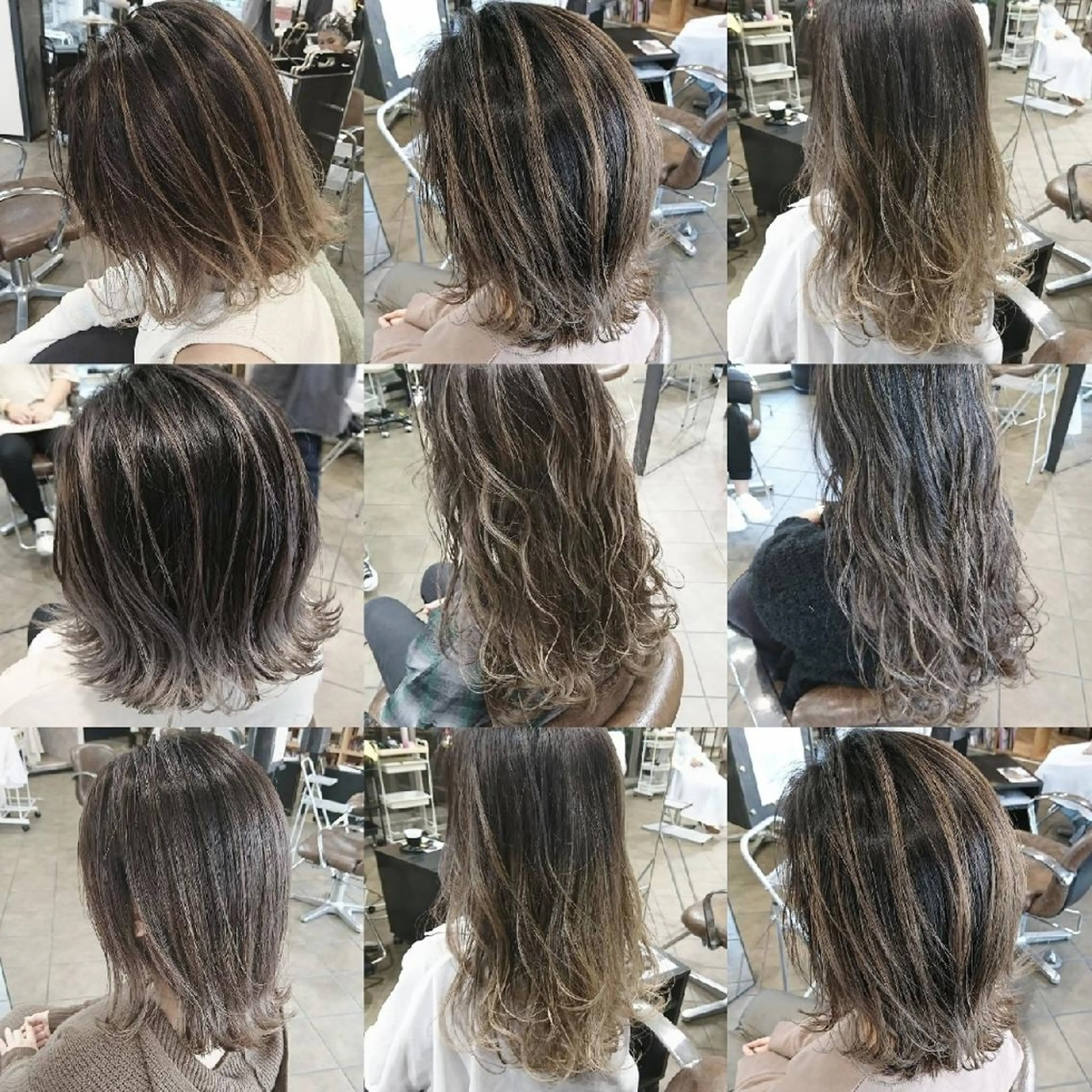 ミディアム ヘアカラー Luisハイライト　 喜連瓜破、髪質改善のヘアスタイル