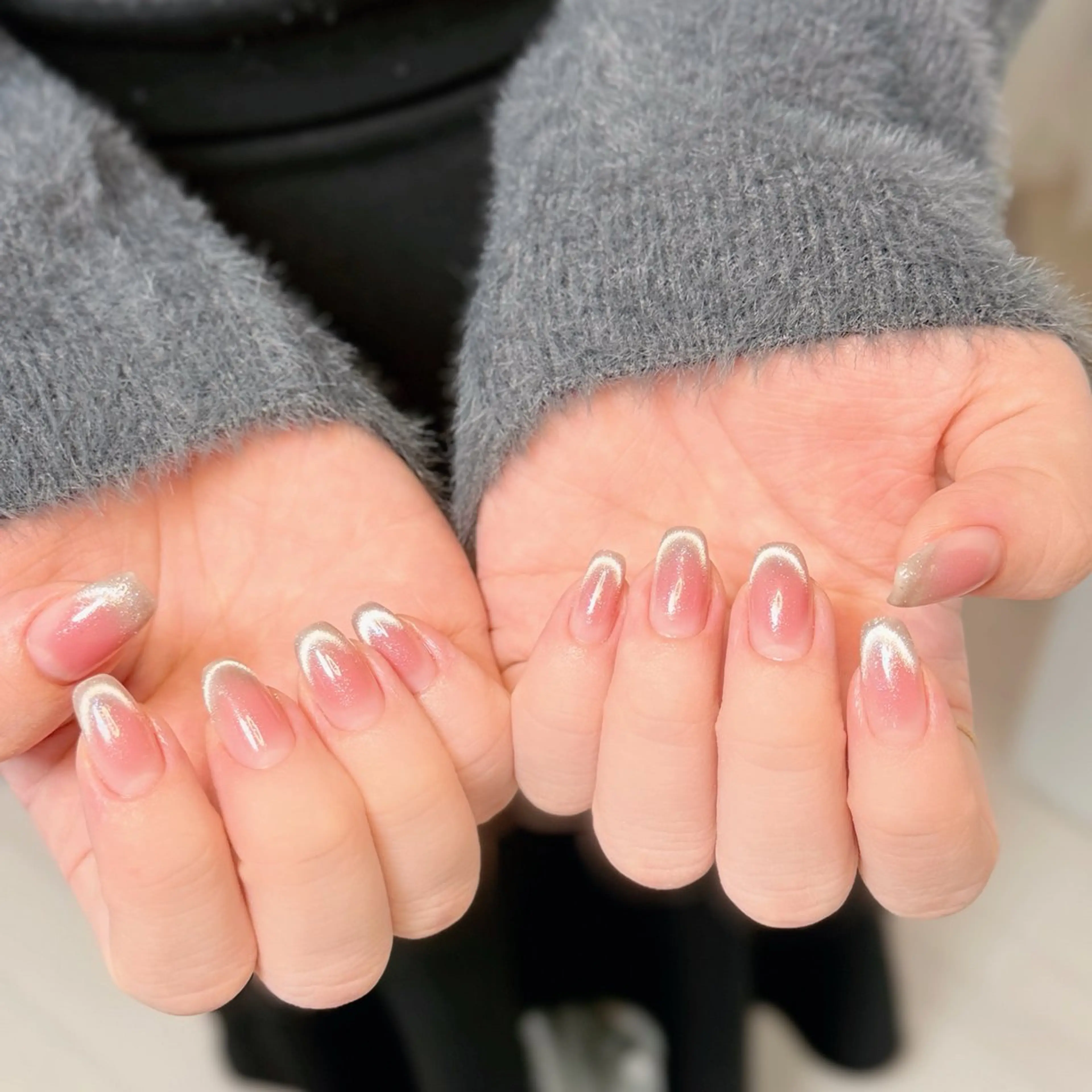 ネイル アートネイル オーロラネイル チークネイル フレンチネイル ガラスフレンチ ハンドネイル 🎀🎀YooLi Nail Salonのネイルデザイン