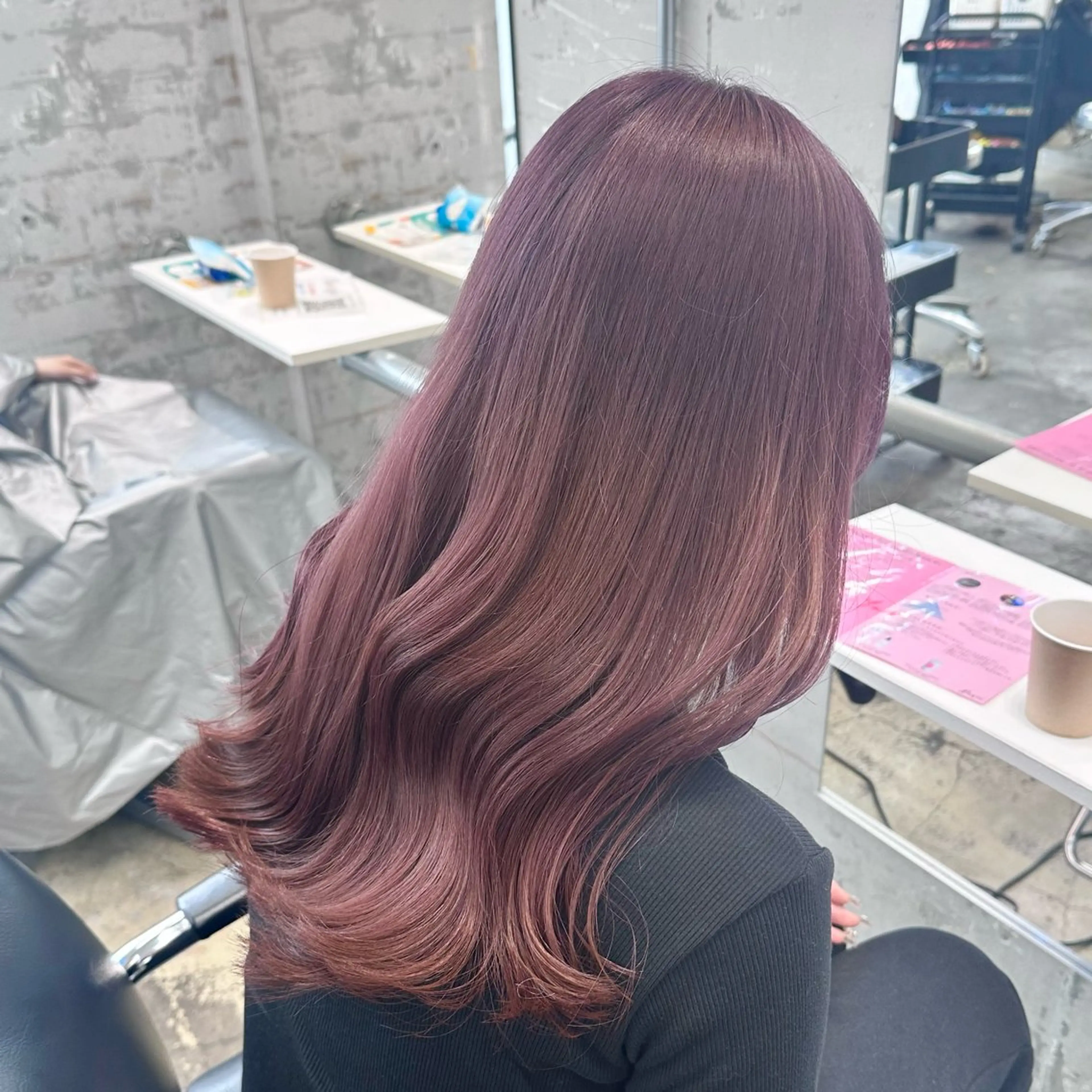 ロング カラー ヘアアレンジ ラベンダーカラー ラベンダーピンク ピンクカラー 🥀モテ暖色× エクステ🥀あかりのヘアスタイル
