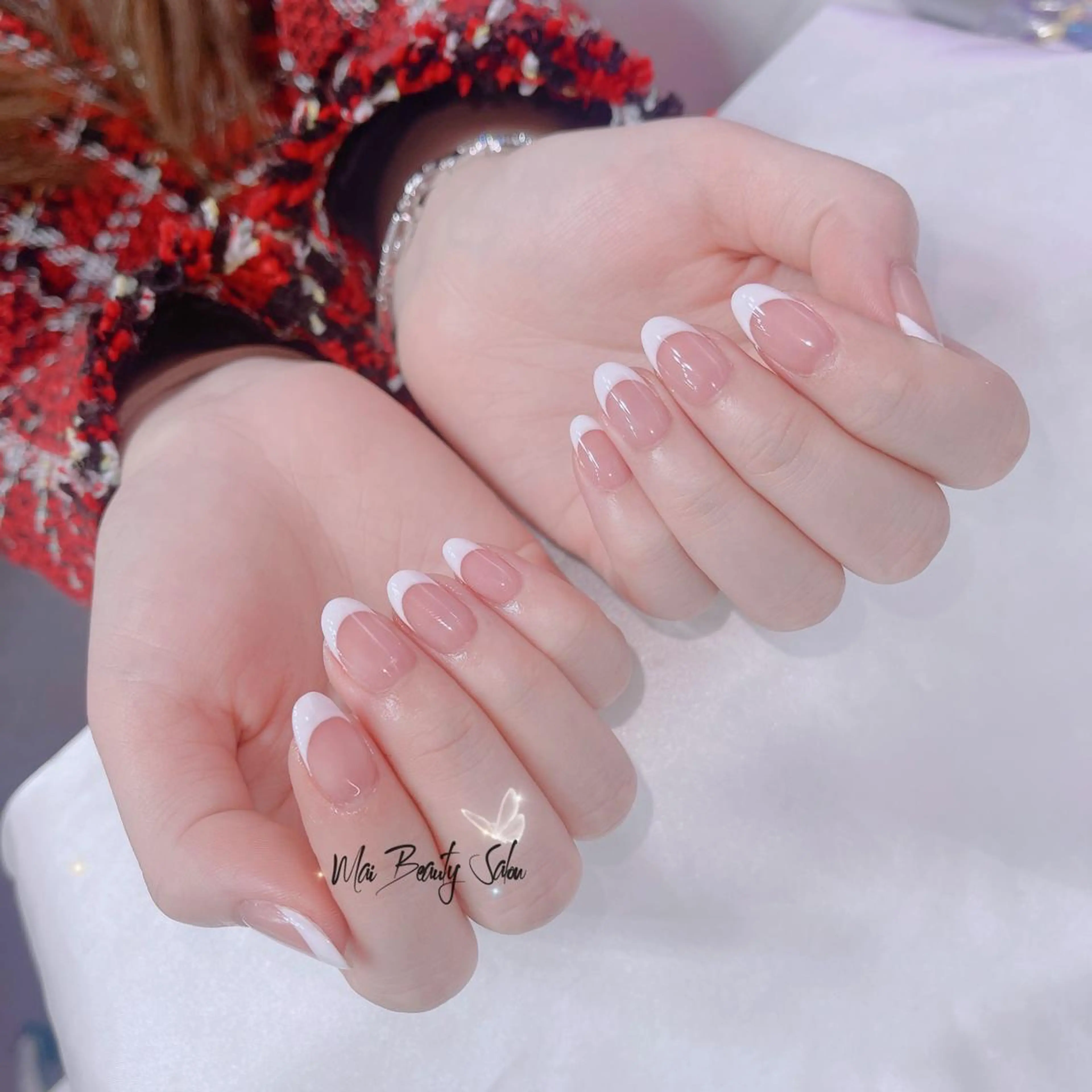 ネイル オーロラネイル 長さ出し フラッシュネイル フレンチネイル ジェルネイル MaiBeauty HaNaのネイルデザイン