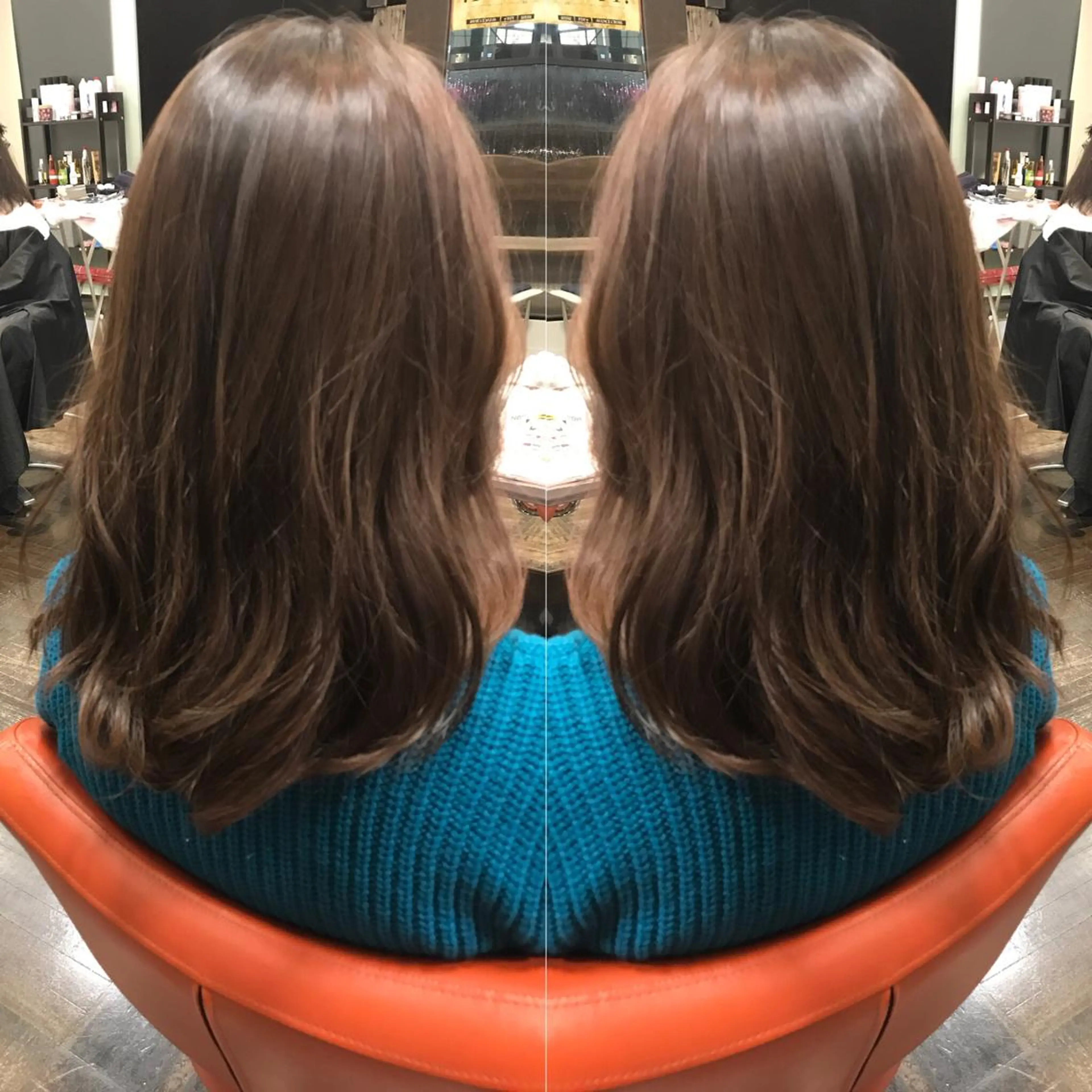 セミロング カラー ブラウンカラー ヘアカラー トリートメント デザインカラー🌈 高木リョウのヘアスタイル