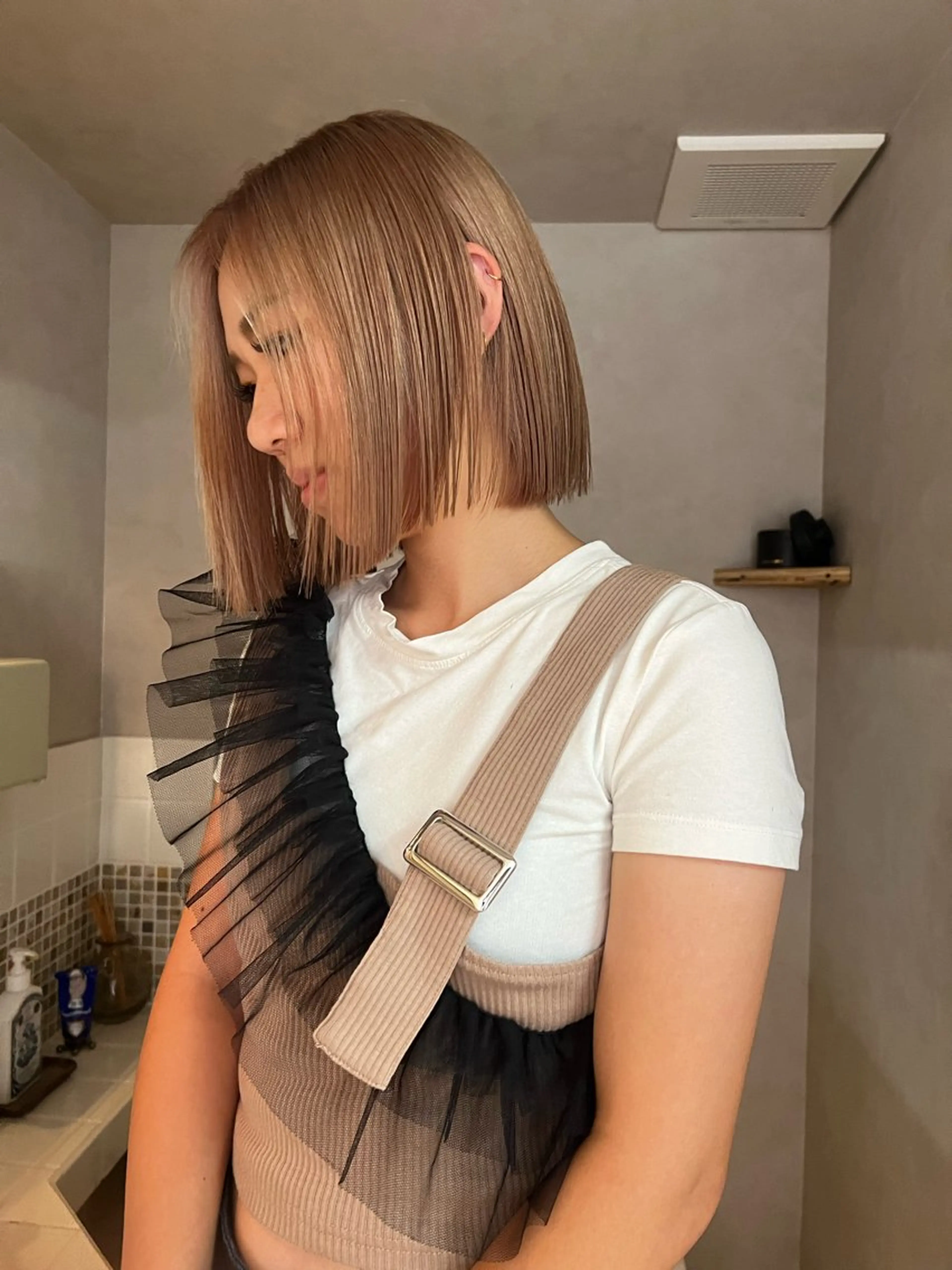 ミディアム カラー nishido ハイライト/メンズのヘアスタイル