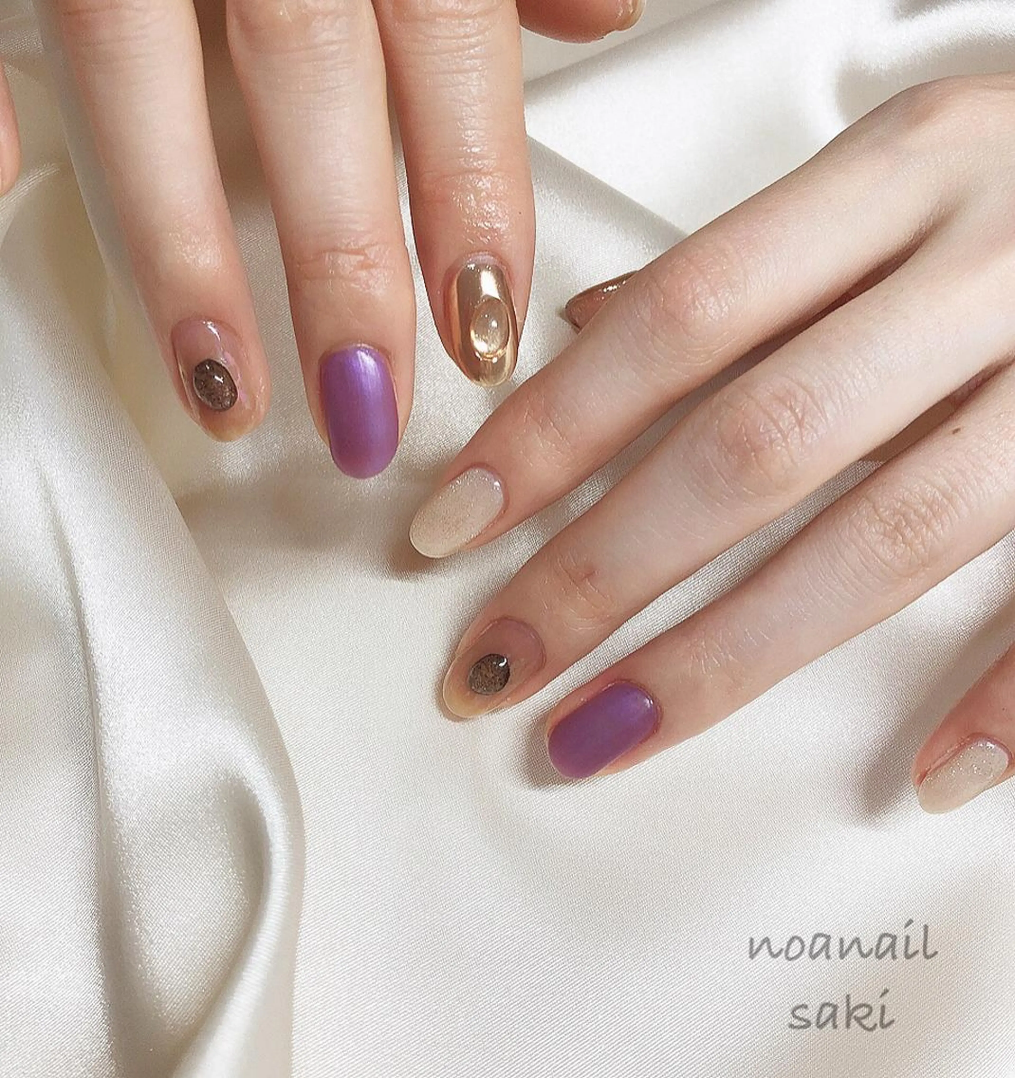 ネイル アートネイル ジェルネイル ミラーネイル ニュアンスネイル パラジェル nailsalon noa所属・nailist sakiのネイルデザイン