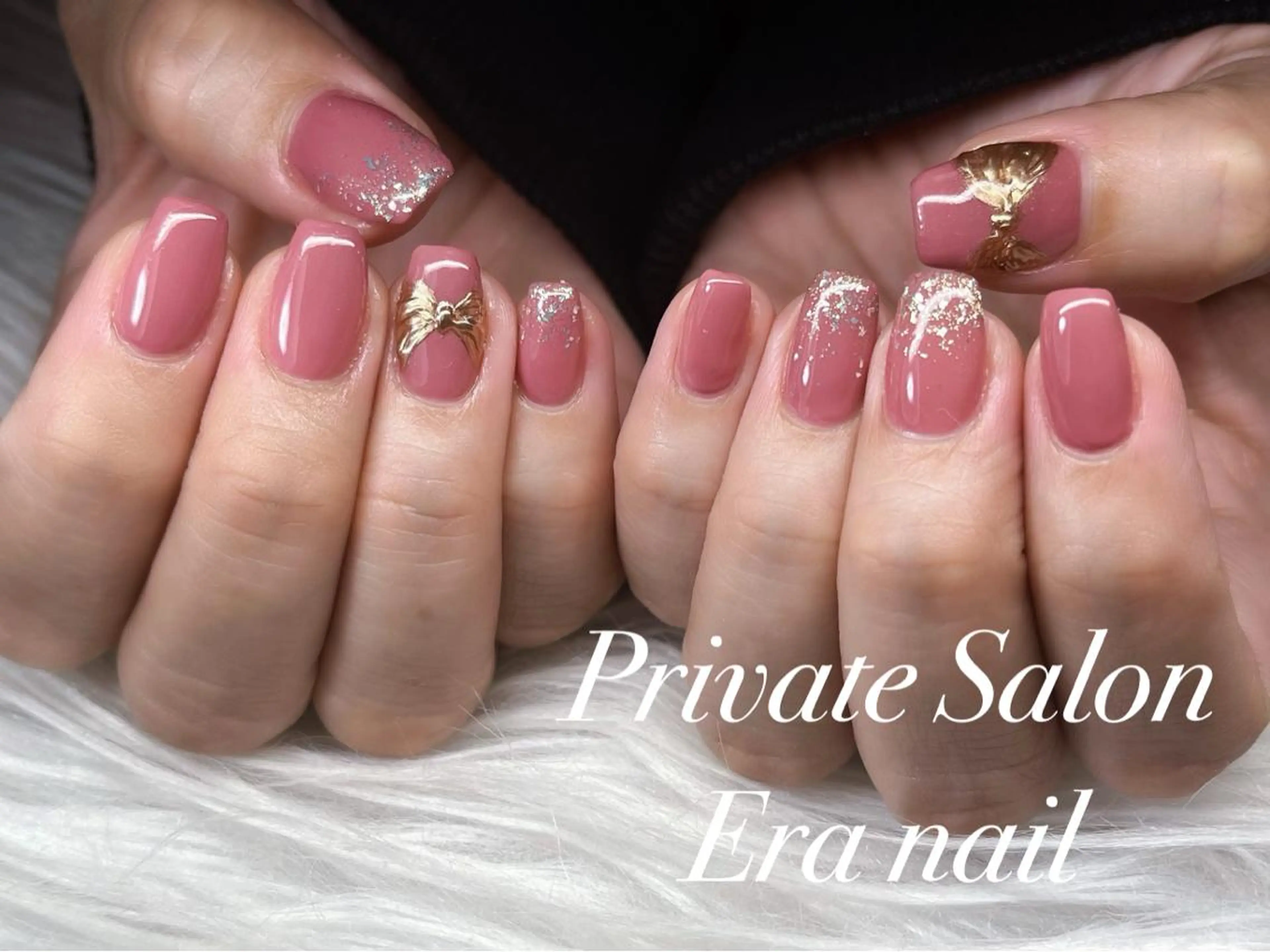 ネイル ミラーネイル リボン Era nailのネイルデザイン