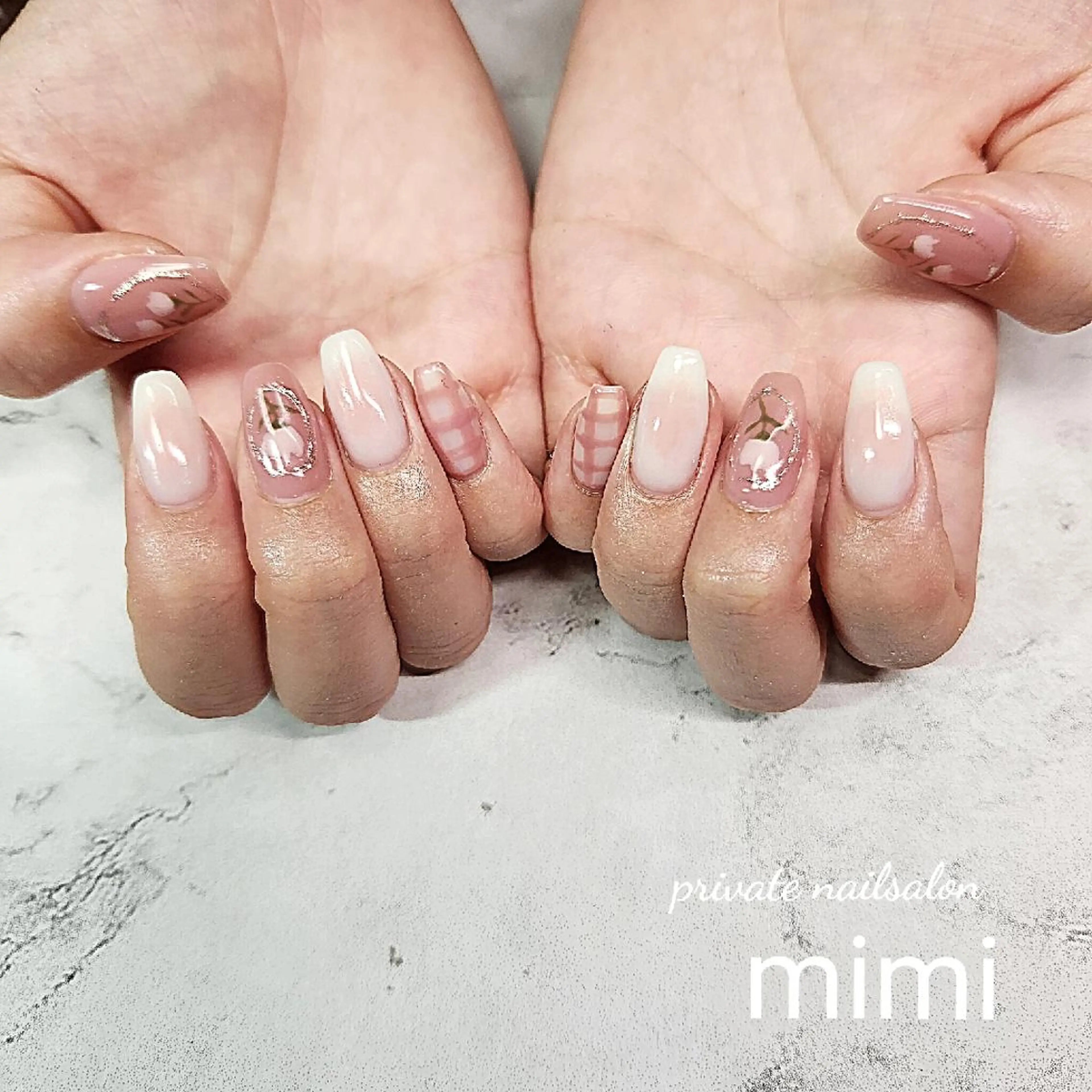 ネイル チークネイル フラワーネイル 持ち込み ハンドネイル 博多ネイル ｍｉｍｉのネイルデザイン