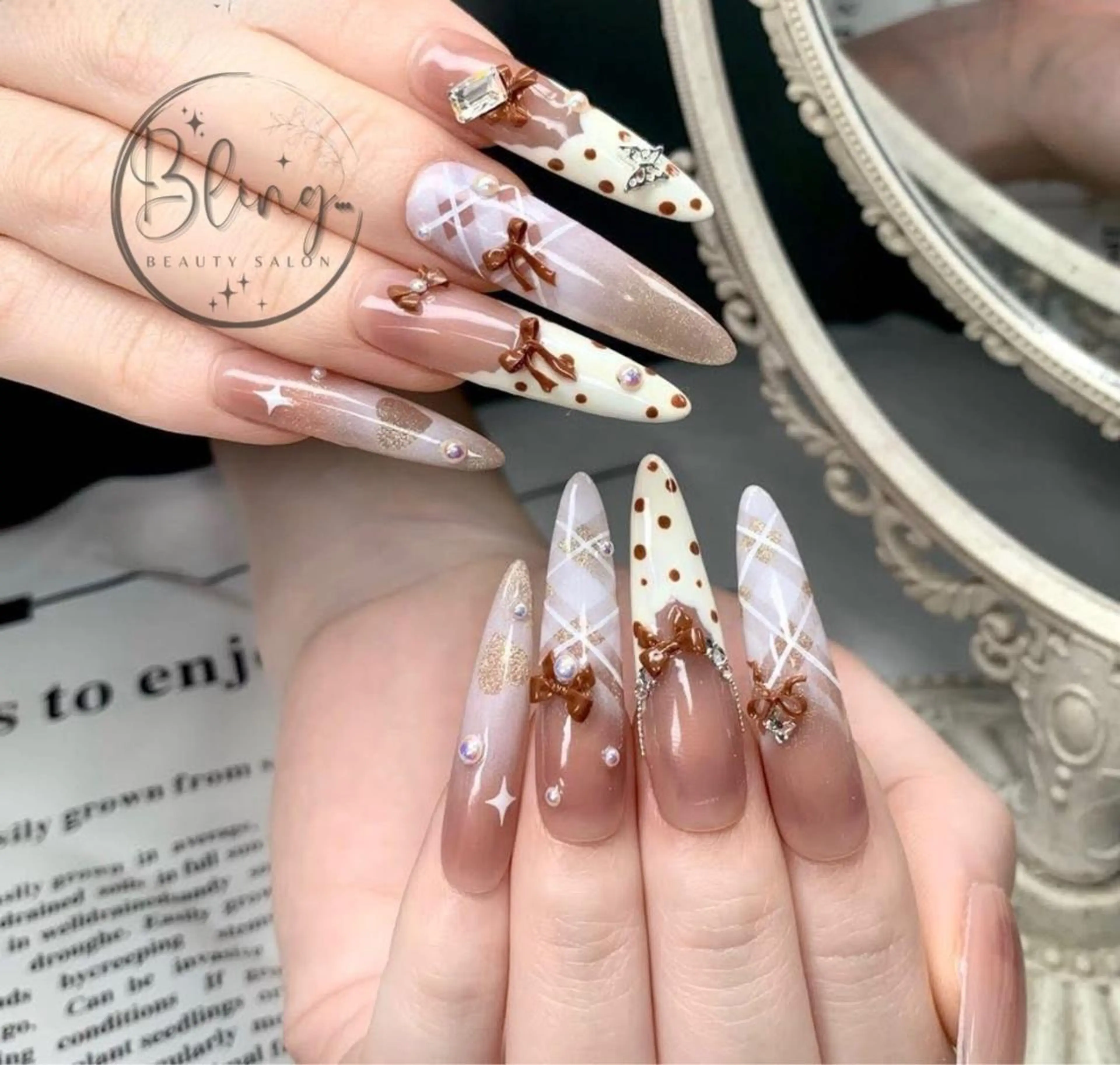 ロング 韓国風ヘア ハンドネイル Bling Salonのネイルデザイン