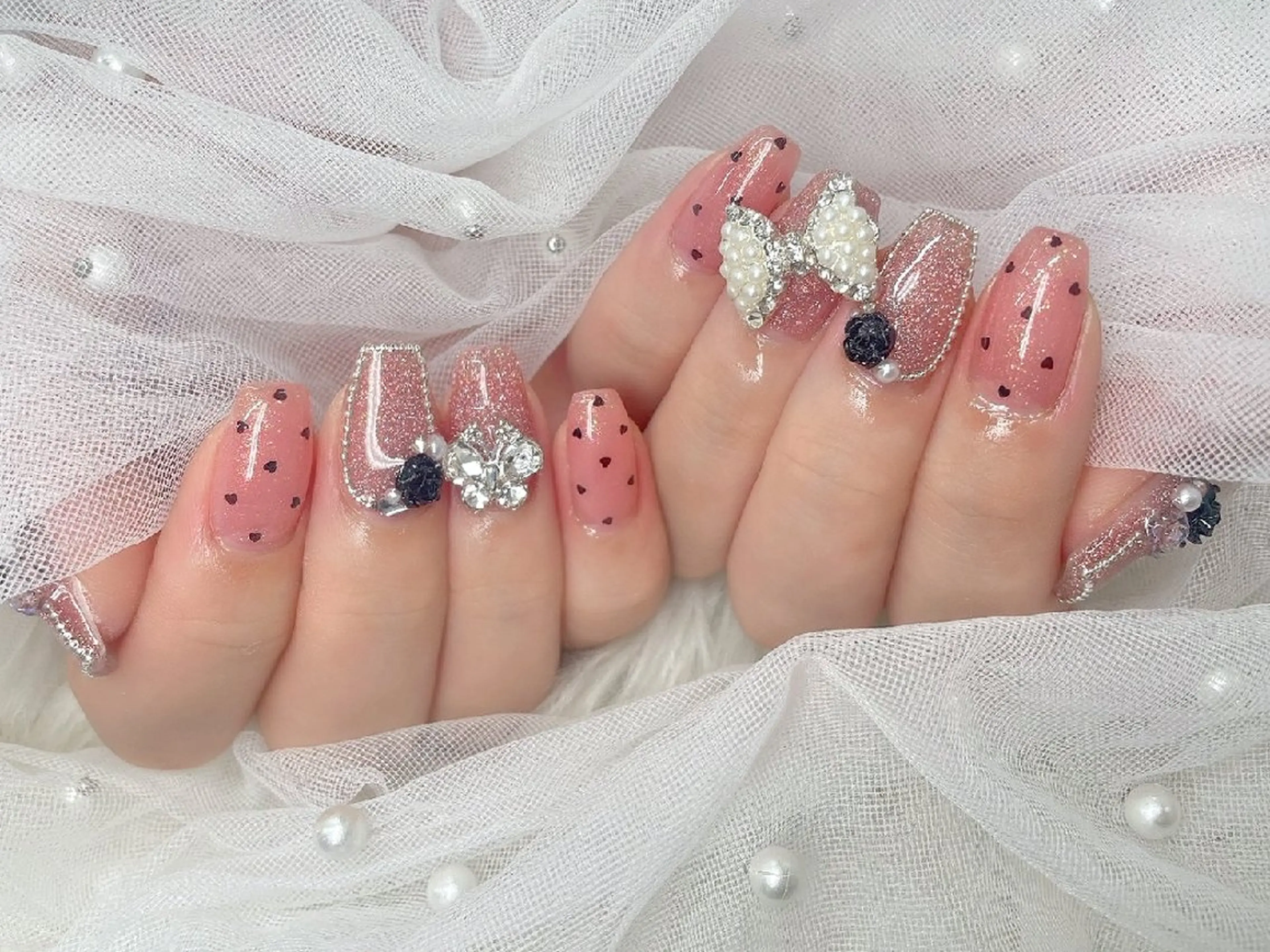 ネイル チークネイル 長さ出し フラッシュネイル フレンチネイル ジェルネイル Chouette Nailのネイルデザイン