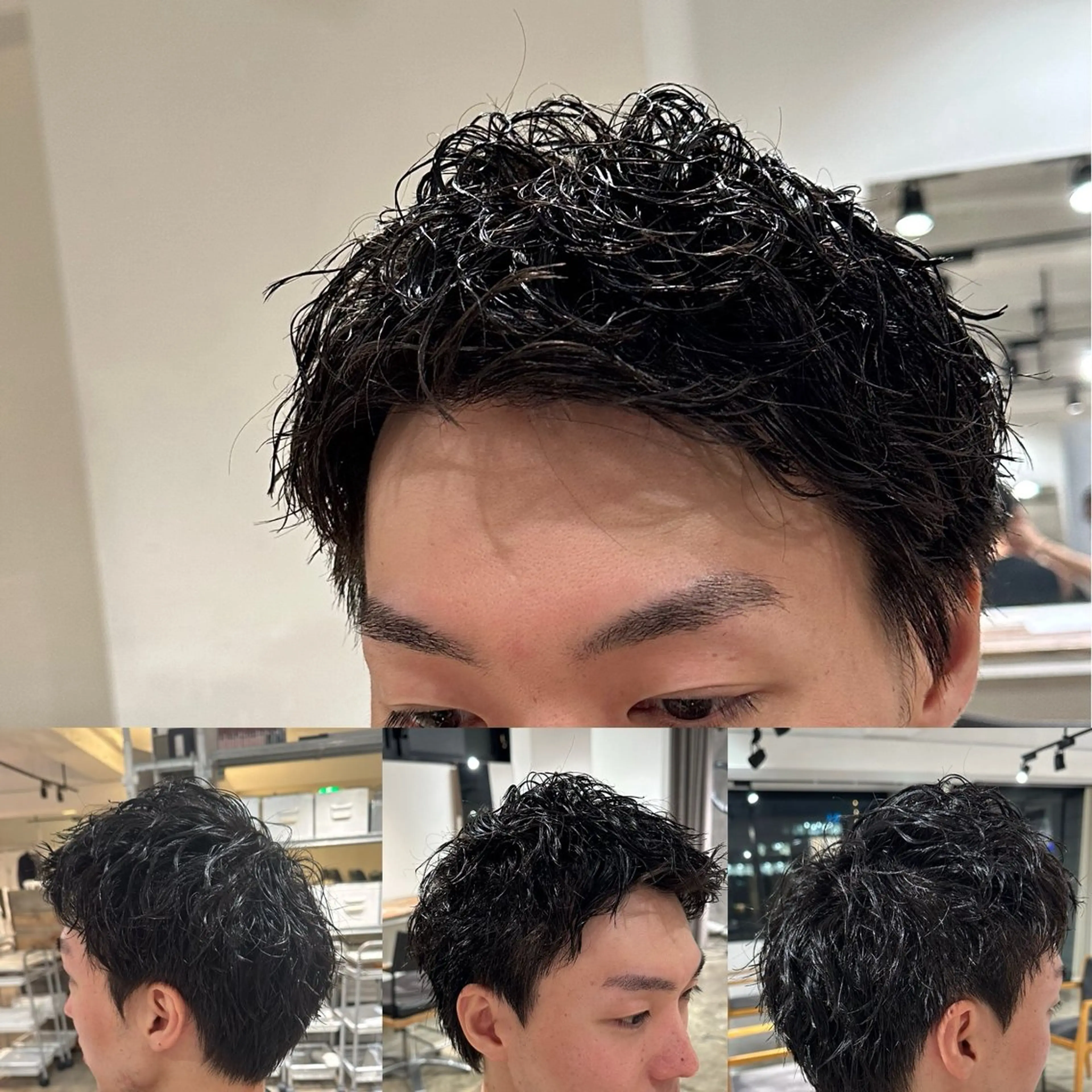 ショート パーマ メンズ センターパート フェードカット メンズパーマ プードルパーマ スキンフェード 【メンズ職人】 ✂️佐藤友のヘアスタイル