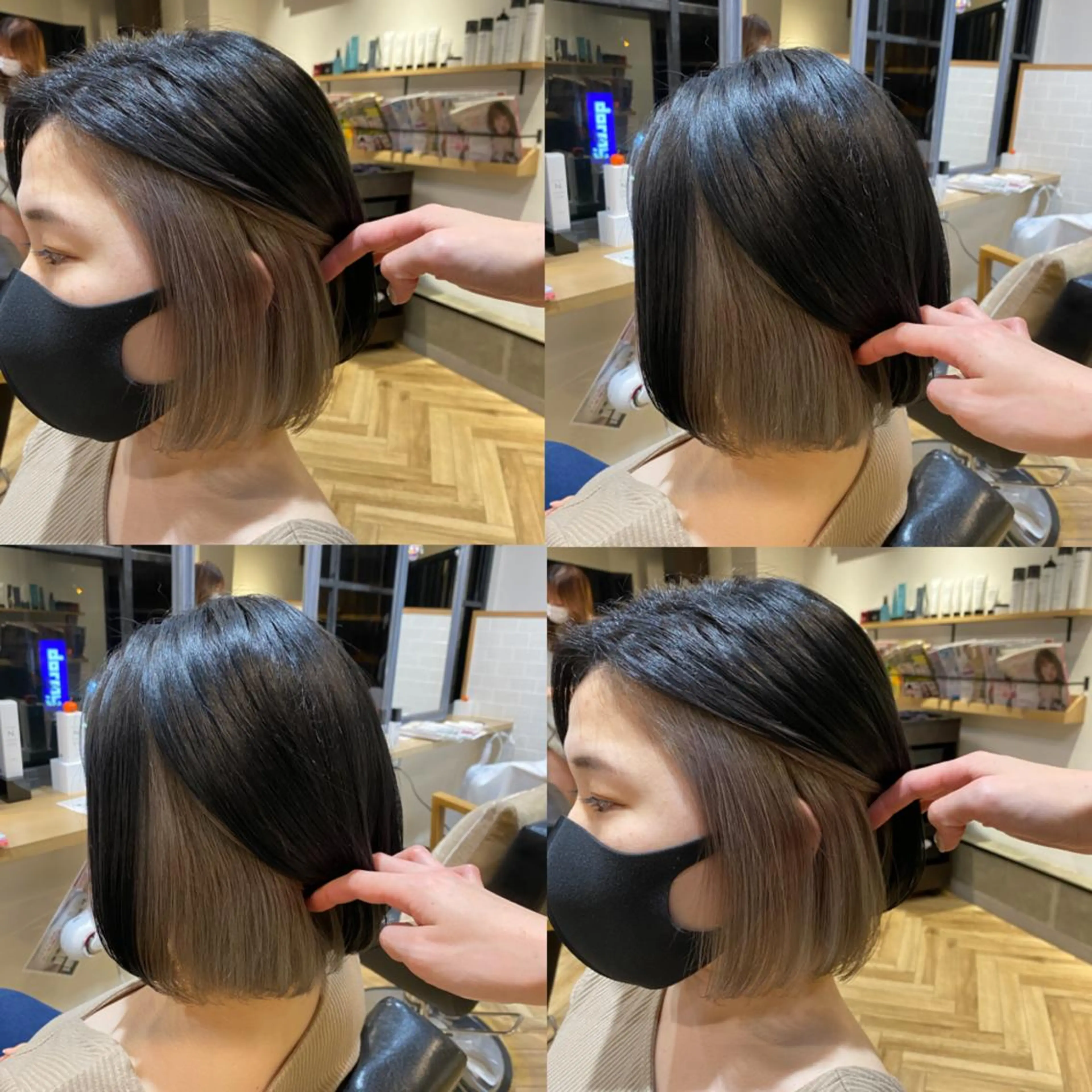 ショート カラー グレージュ 艶カラー/韓国顔周り 🎀mamiのヘアスタイル