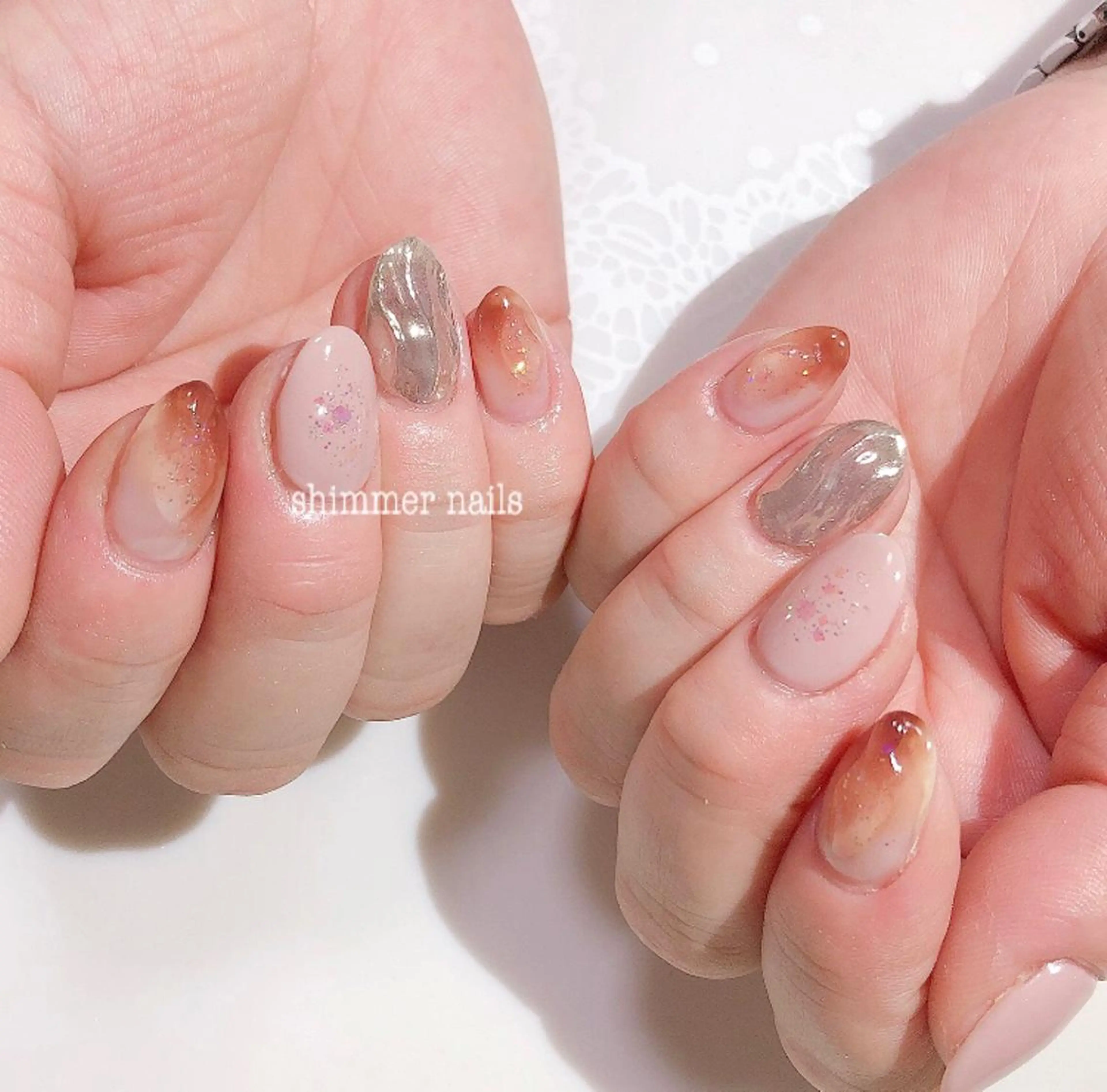 ネイル 持ち込み ニュアンスネイル shimmer nailsのネイルデザイン