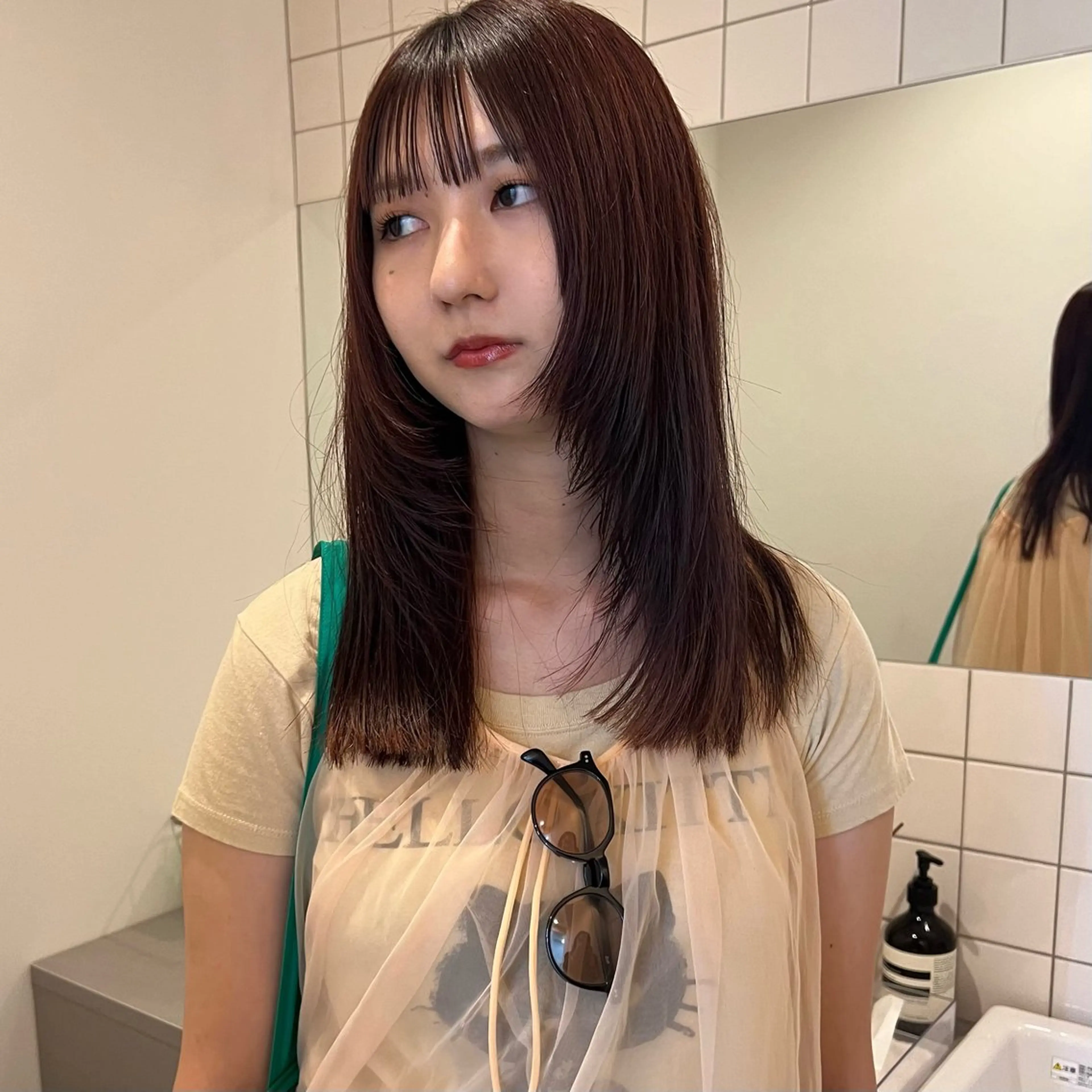 セミロング 顔周りカット カット ヘアカラー トリートメント 舟橋耀/ブリーチカラ ー/レイヤーカットのヘアスタイル