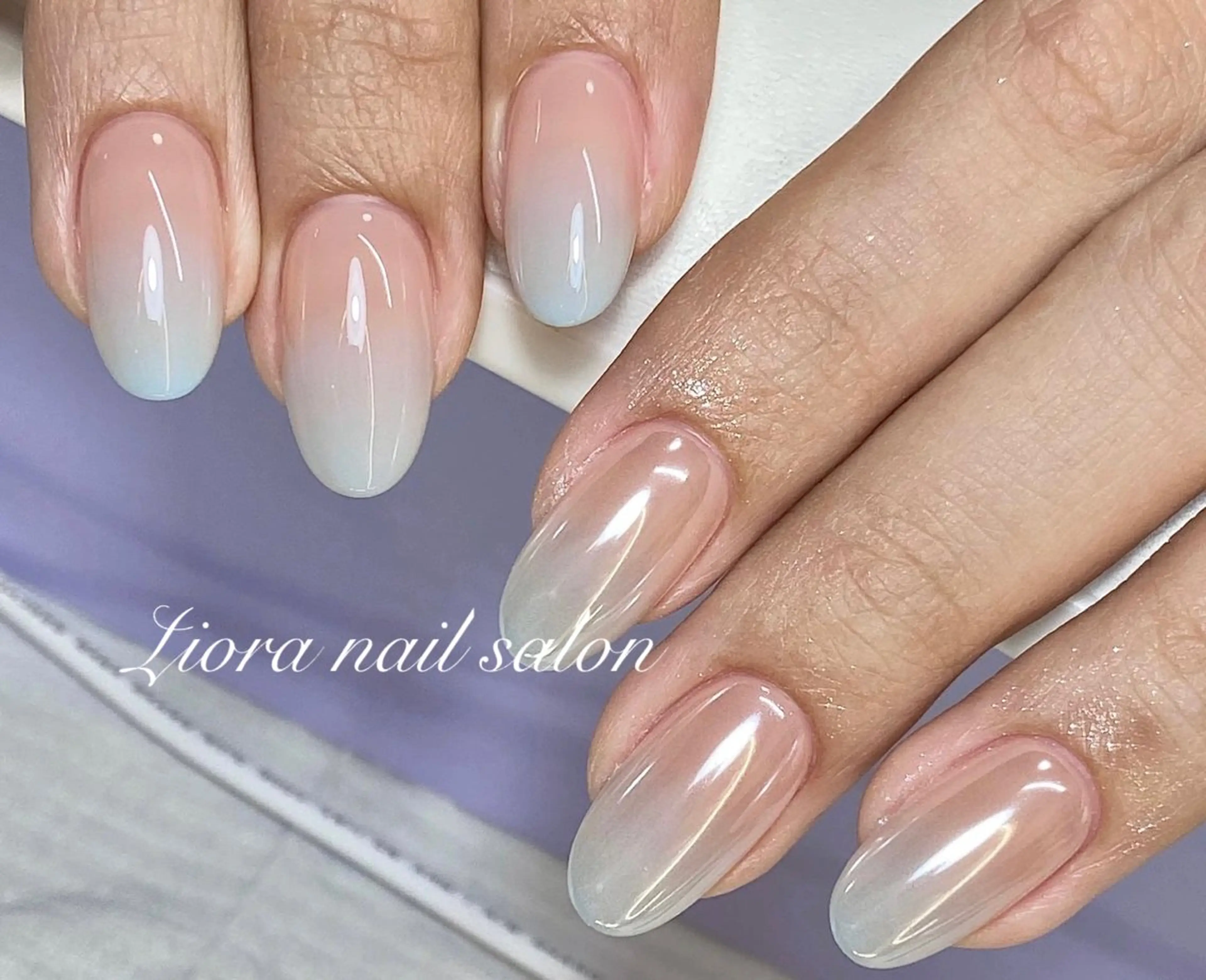 ネイル フレンチネイル ジェルネイル ガーリー グラデーション キラキラネイル ハンドネイル Liora nail 1のネイルデザイン