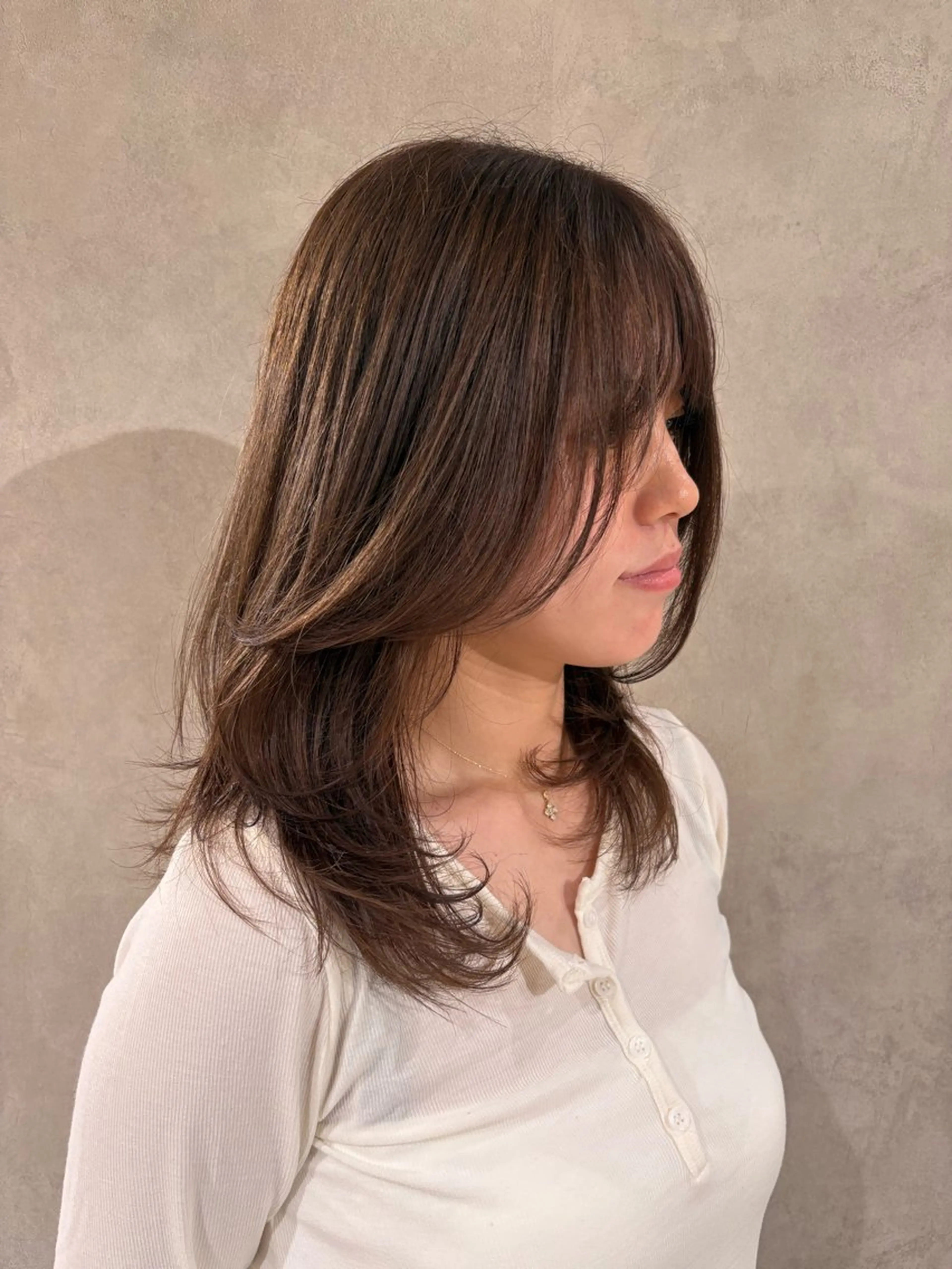 セミロング レイヤーカット ヘアカラー トリートメント 透明感カラー/海外風 レイヤー/mao🗽のヘアスタイル