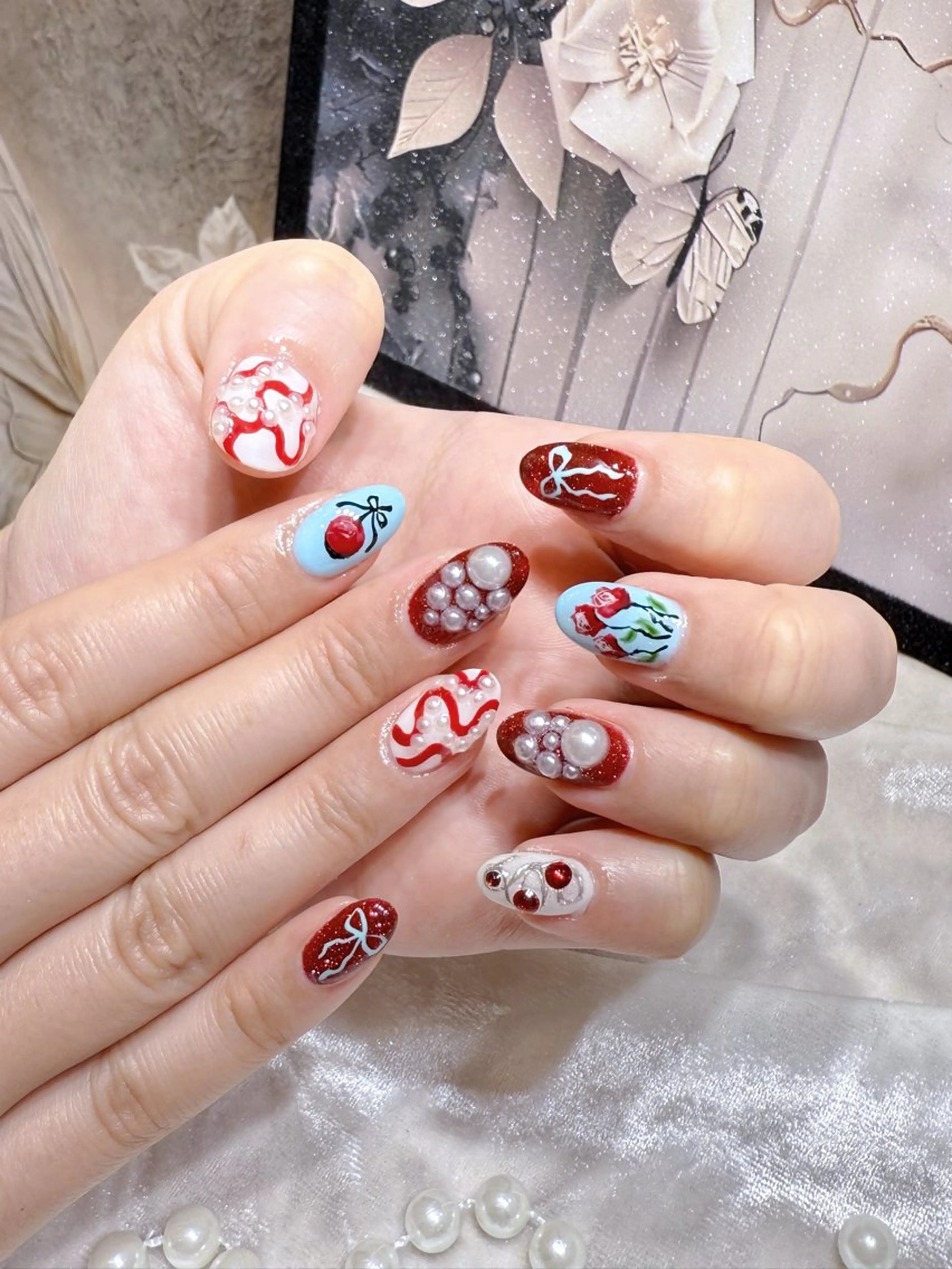 ネイル アートネイル フットネイル ジェルネイル ハート マグネットネイル Babarla　Nail　Salon所属・babarla Nailのネイルデザイン