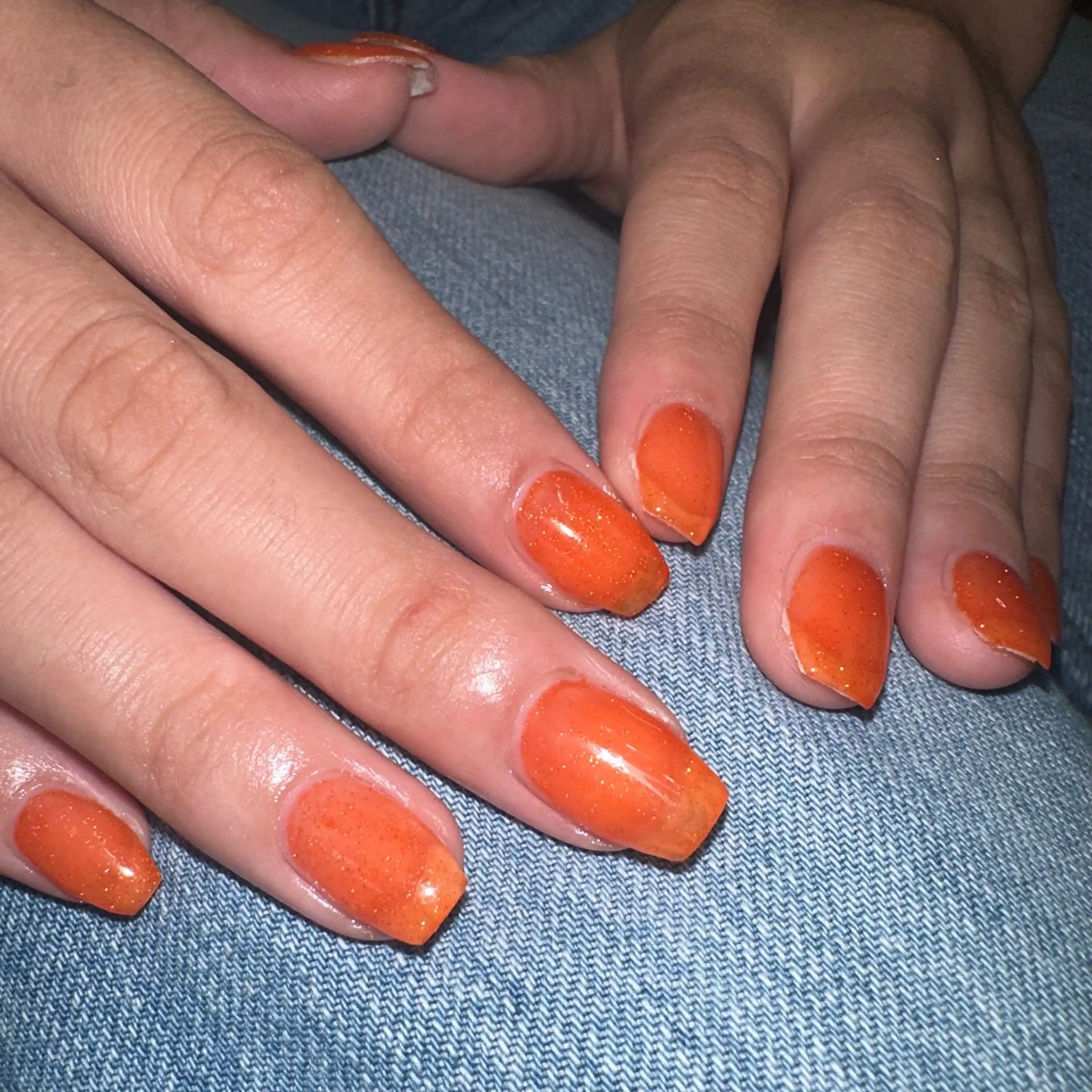 ネイル フラッシュネイル オレンジ nail&eye pang hinaのネイルデザイン