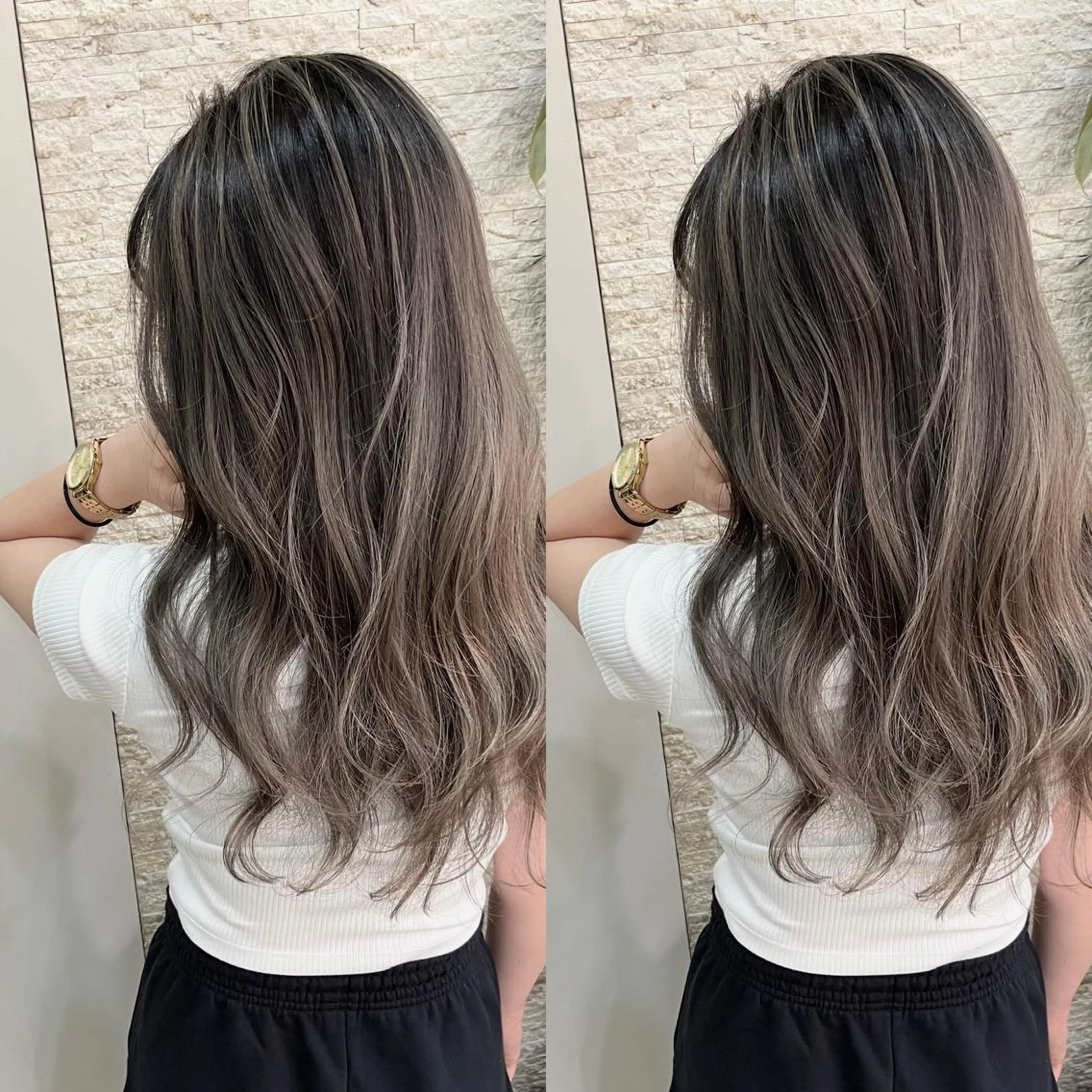 セミロング カット ヘアカラー Y Uのヘアスタイル