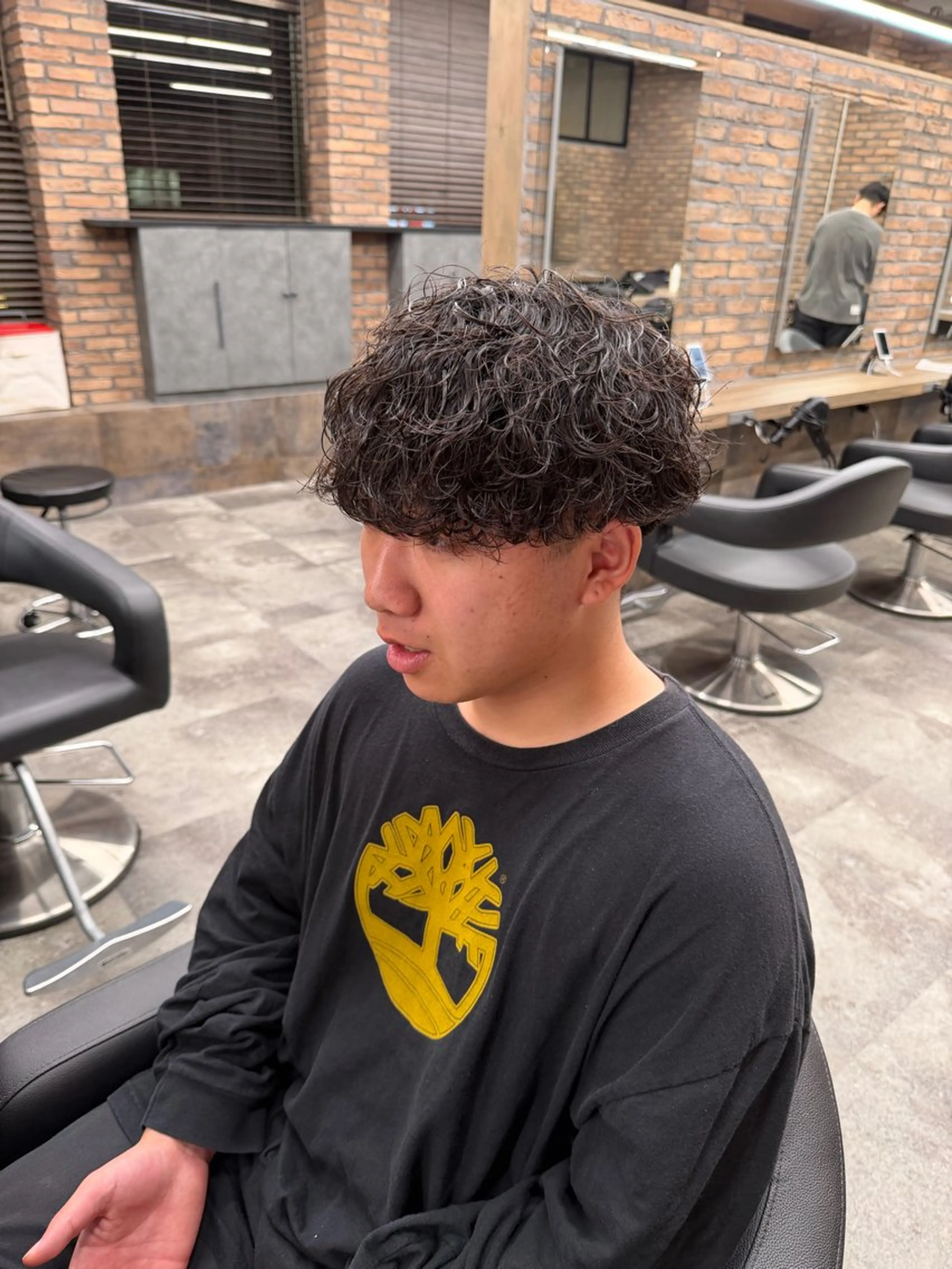 ミディアム カット パーマ ヘアセット メンズ特化 水口湧太のヘアスタイル