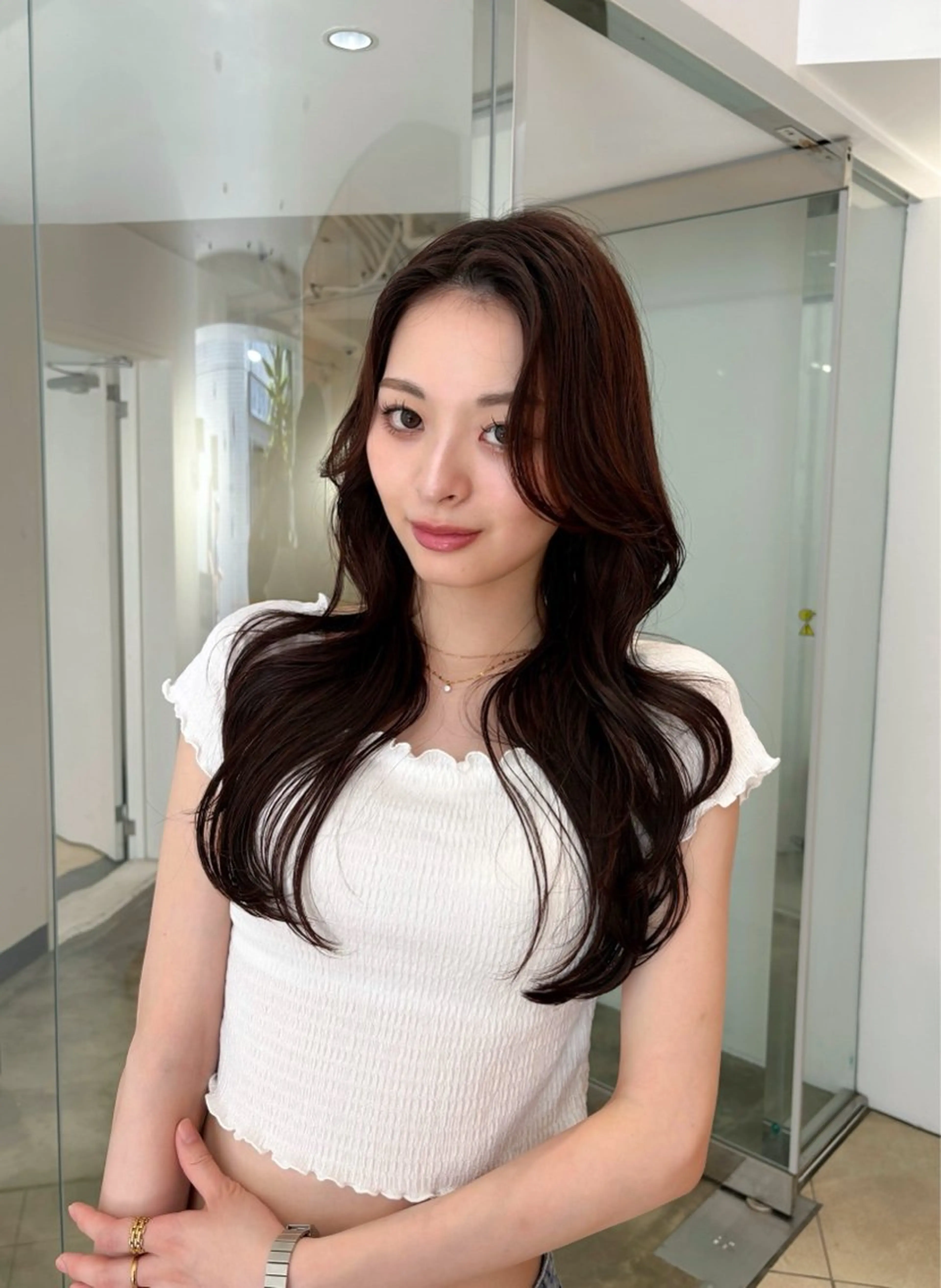 ロング カラー 韓国風ヘア カット ヘアカラー トリートメント ♠️暗髪レイヤー♠️ 中山唯斗のヘアスタイル