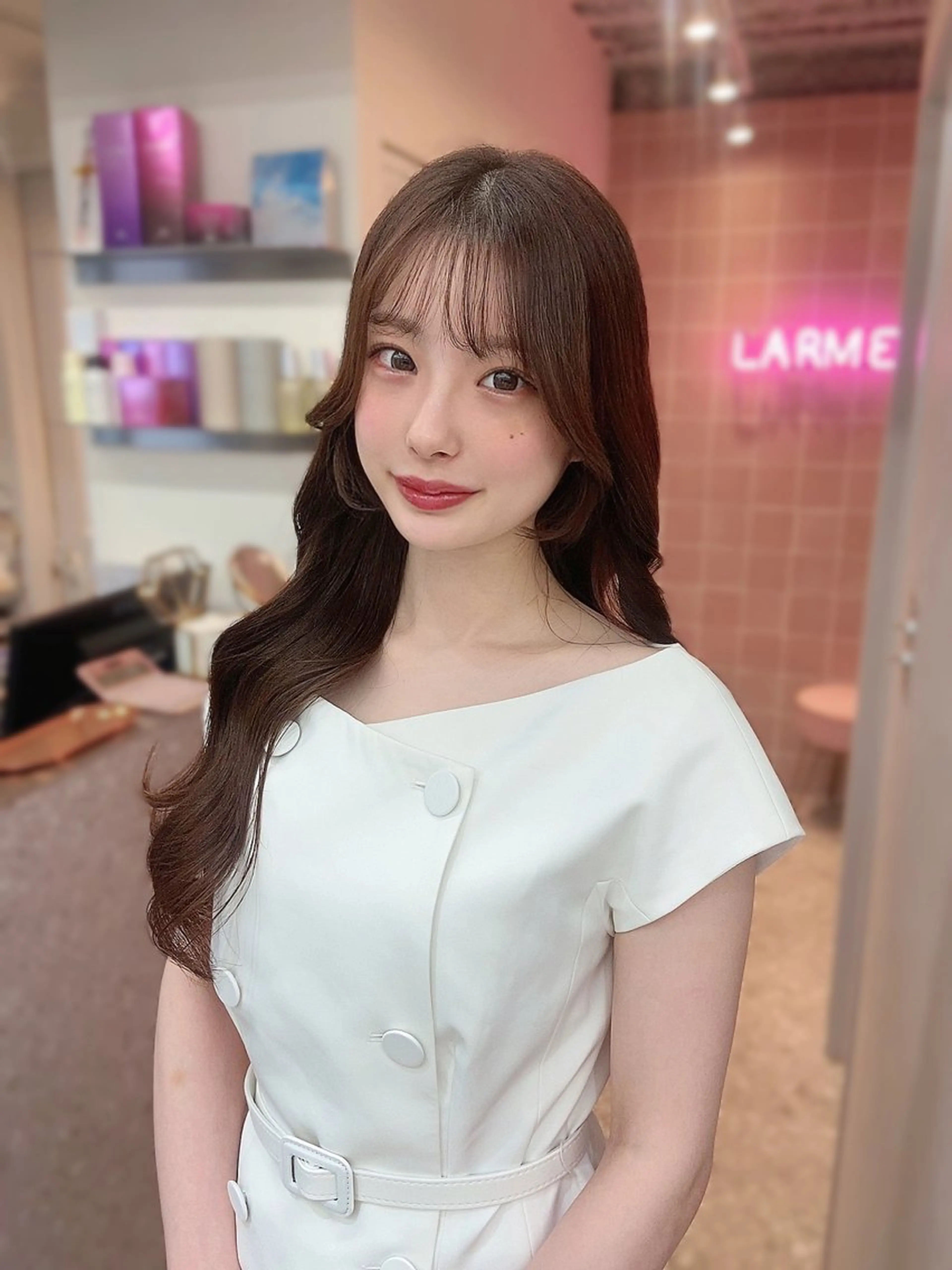 ロング カラー 韓国風ヘア レイヤーカット カット ヘアカラー 縮毛矯正 トリートメント 新宿/韓国ヘア 中明度カラー/かやのヘアスタイル