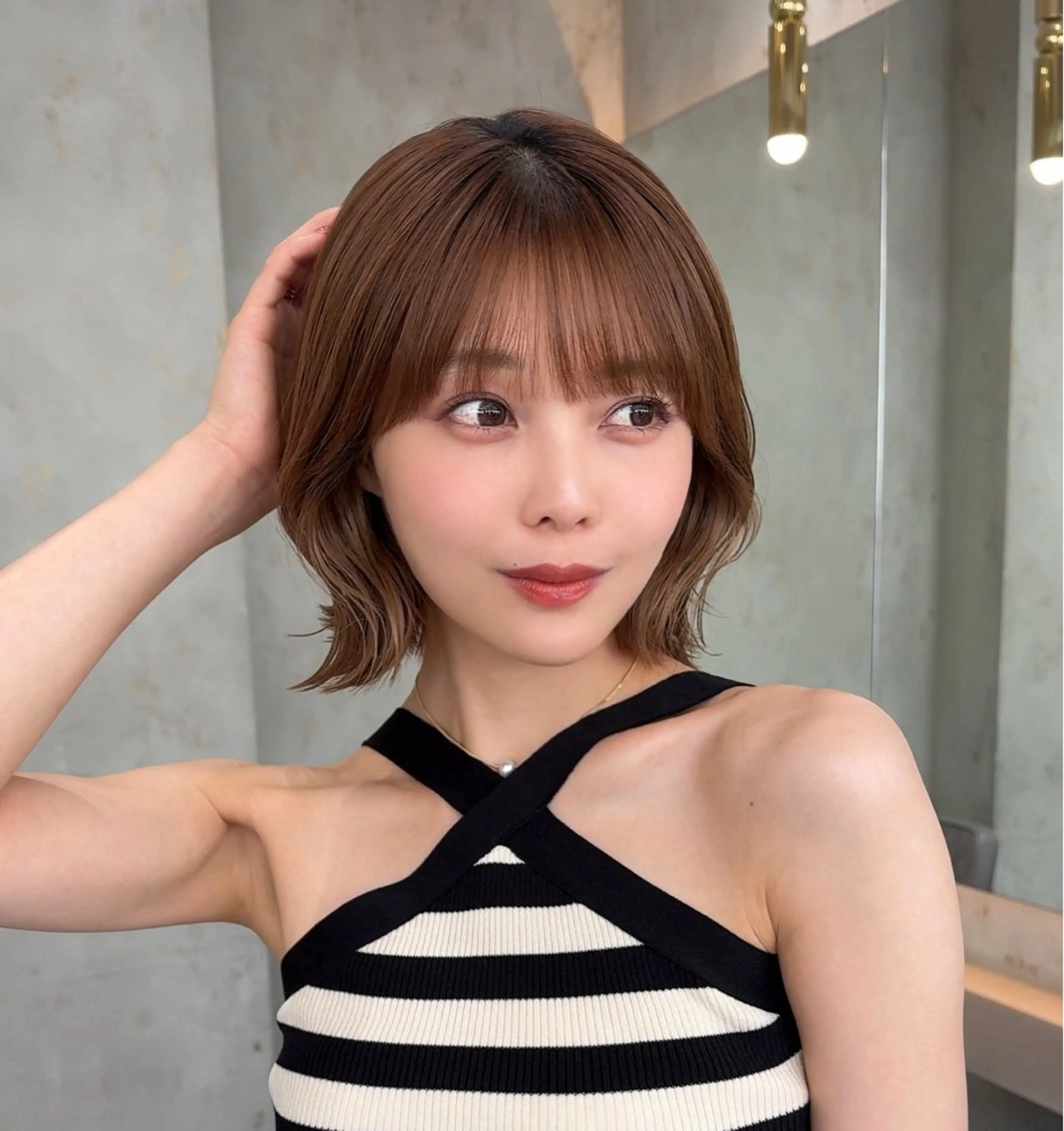 ショート カラー 莉乃/縮毛矯正/髪質 改善/艶カラーのヘアスタイル