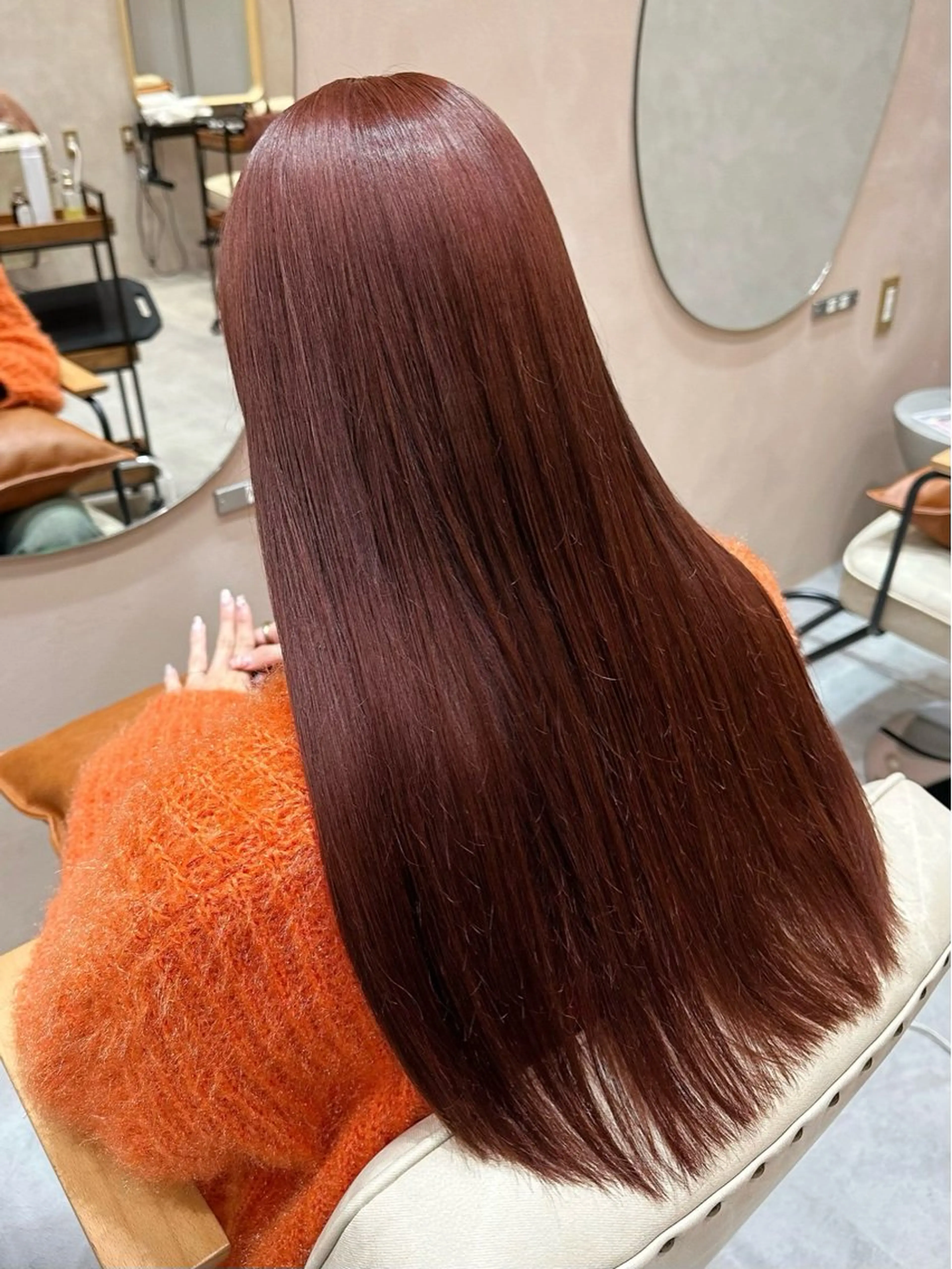 ロング カラー ブリーチ ダブルカラー ブリーチなしカラー オレンジピンク 💖🌷越後 遥🌷💖のヘアスタイル