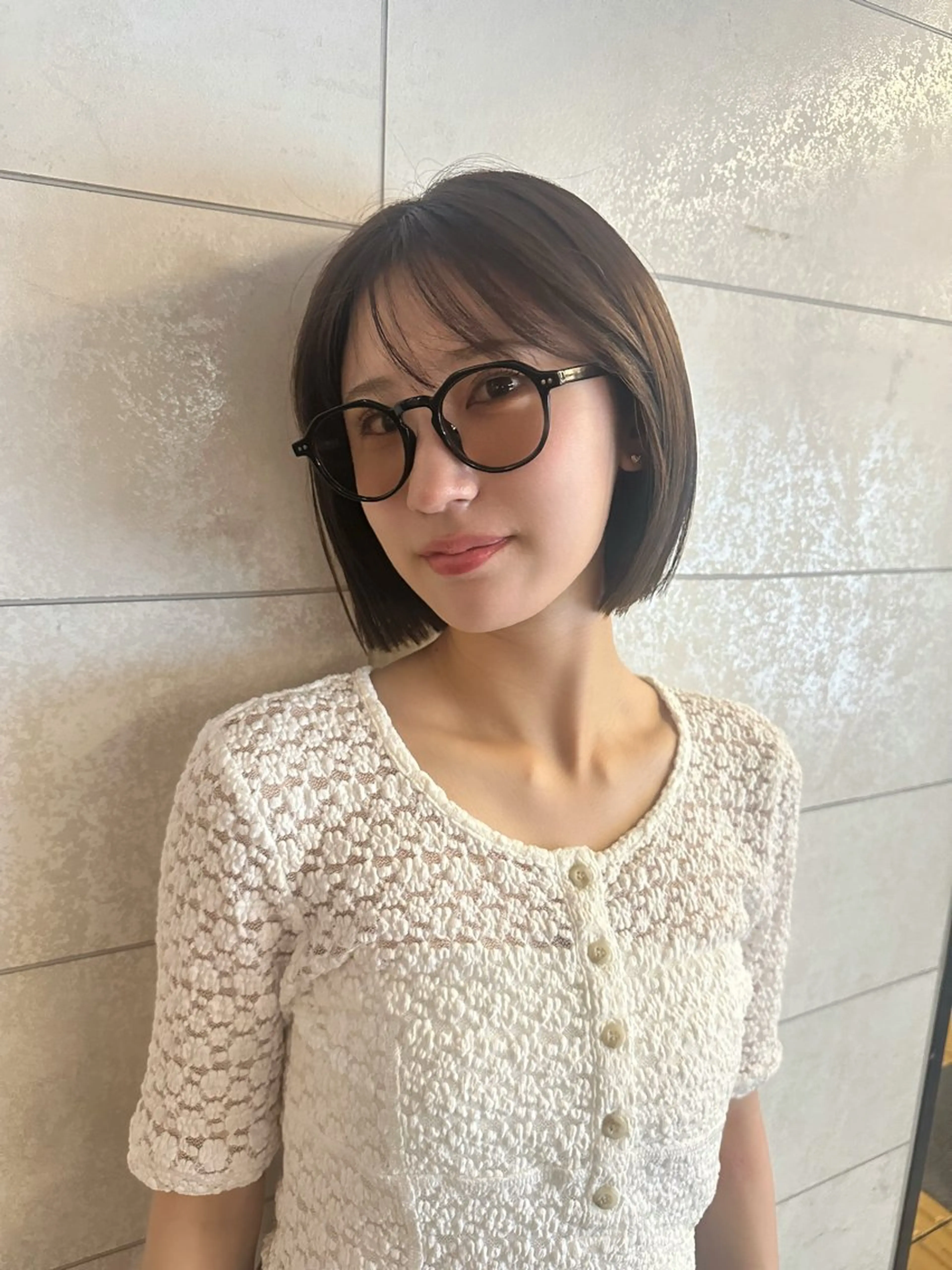 ショート カラー パーマ ヘアアレンジ 切りっぱなしボブ グレージュ ボブ VIVIE【ヴィヴィ】所属・髪質改善/韓国風 レイヤー/田村祐樹のヘアスタイル