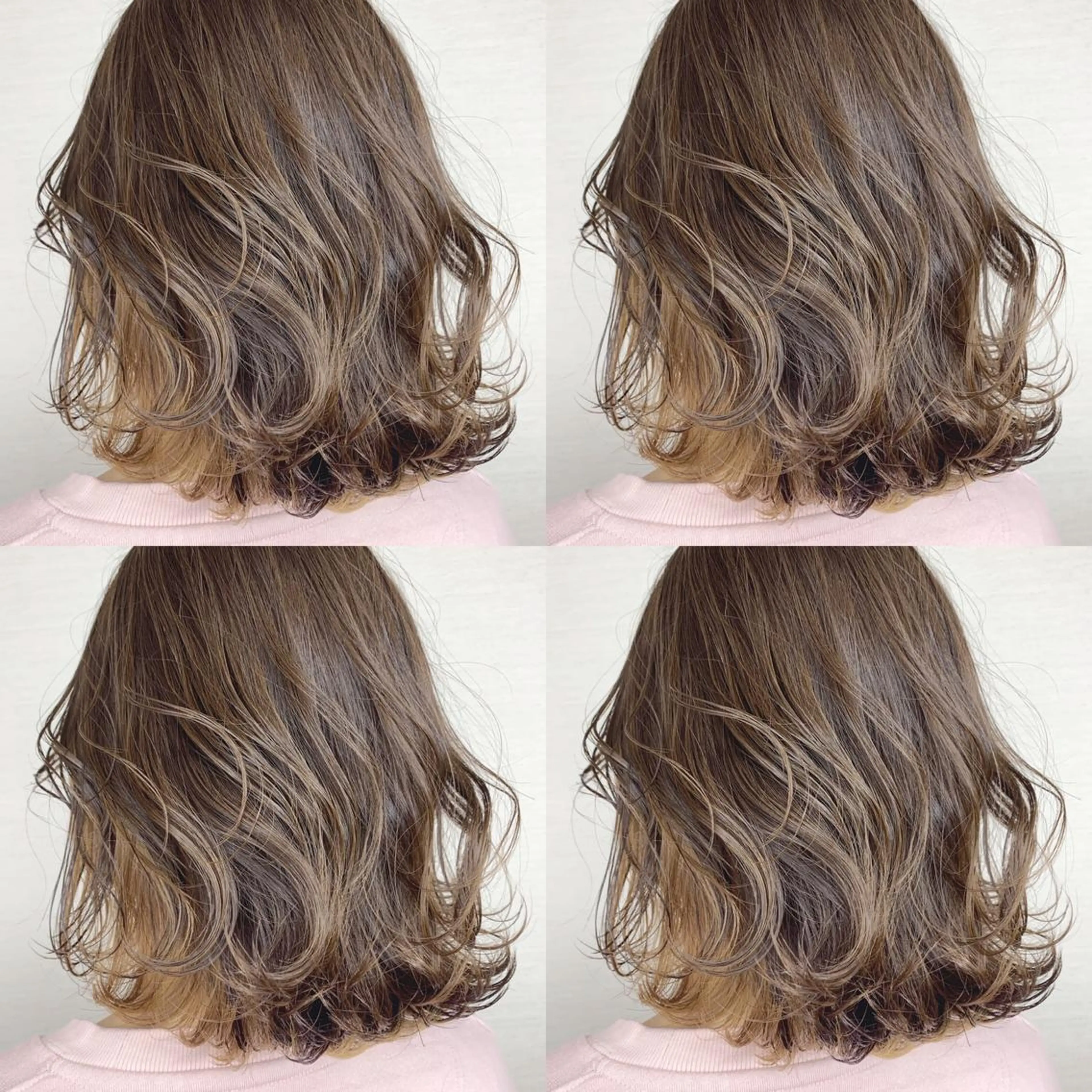 ミディアム カラー 韓国レイヤーカット/ ダブルカラーのヘアスタイル