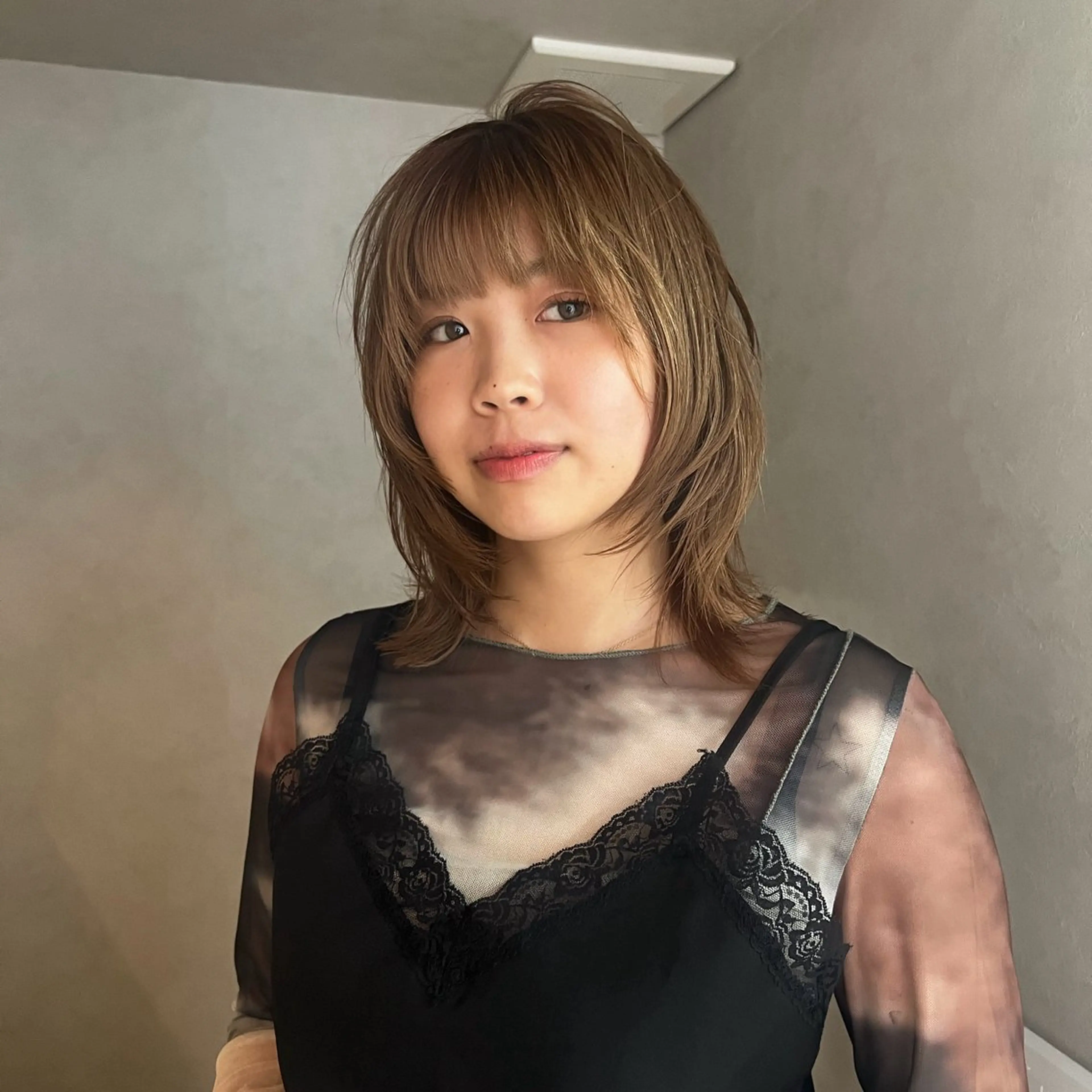 ミディアム カラー nishido ハイライト/メンズのヘアスタイル