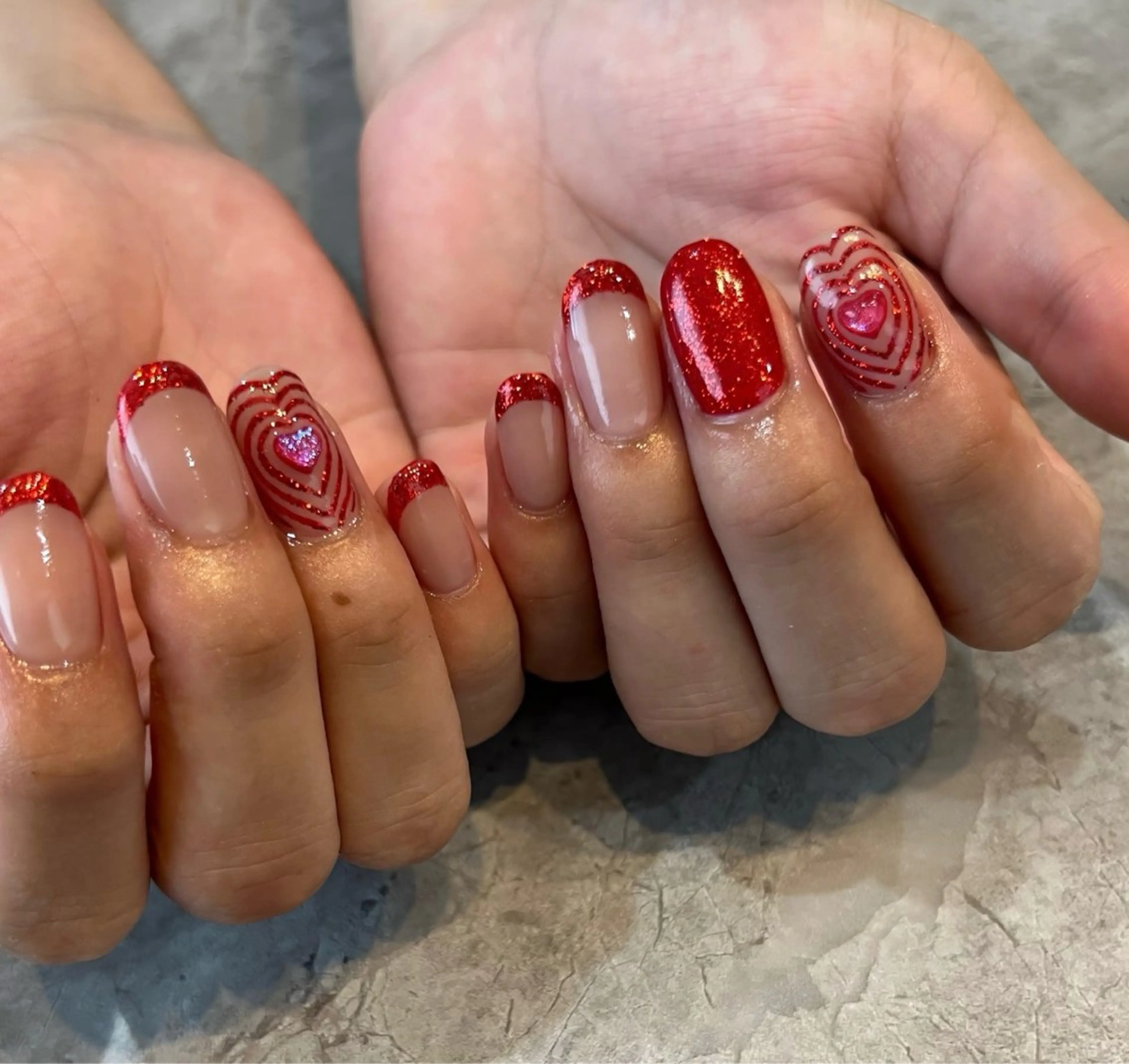 ネイル アートネイル ハート ラメ(グリッター) ハンドネイル Blé nailのネイルデザイン