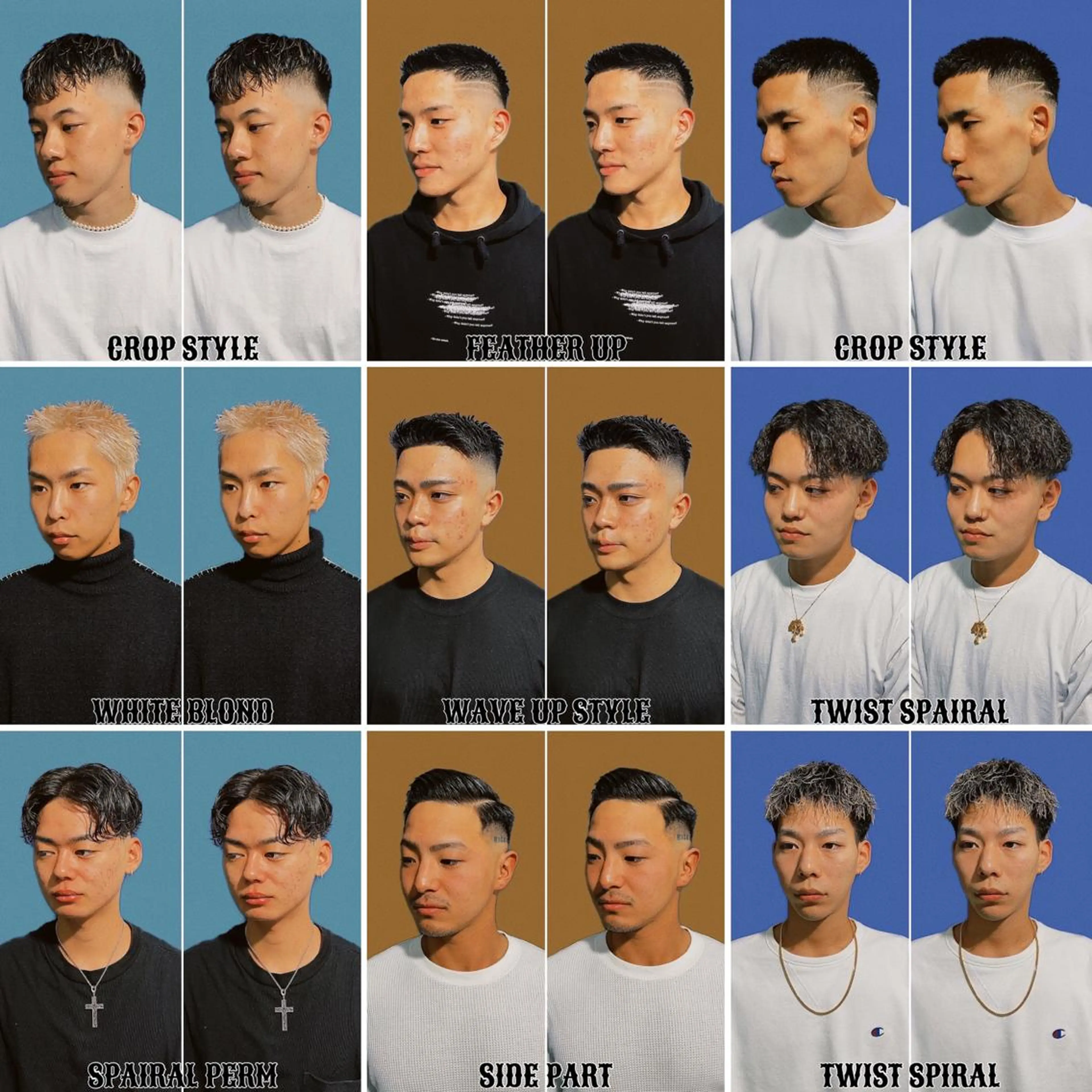 ショート カラー パーマ メンズ フェードカット メンズハイトーン メンズパーマ ハイトーンカラー &CREW スタッフのヘアスタイル