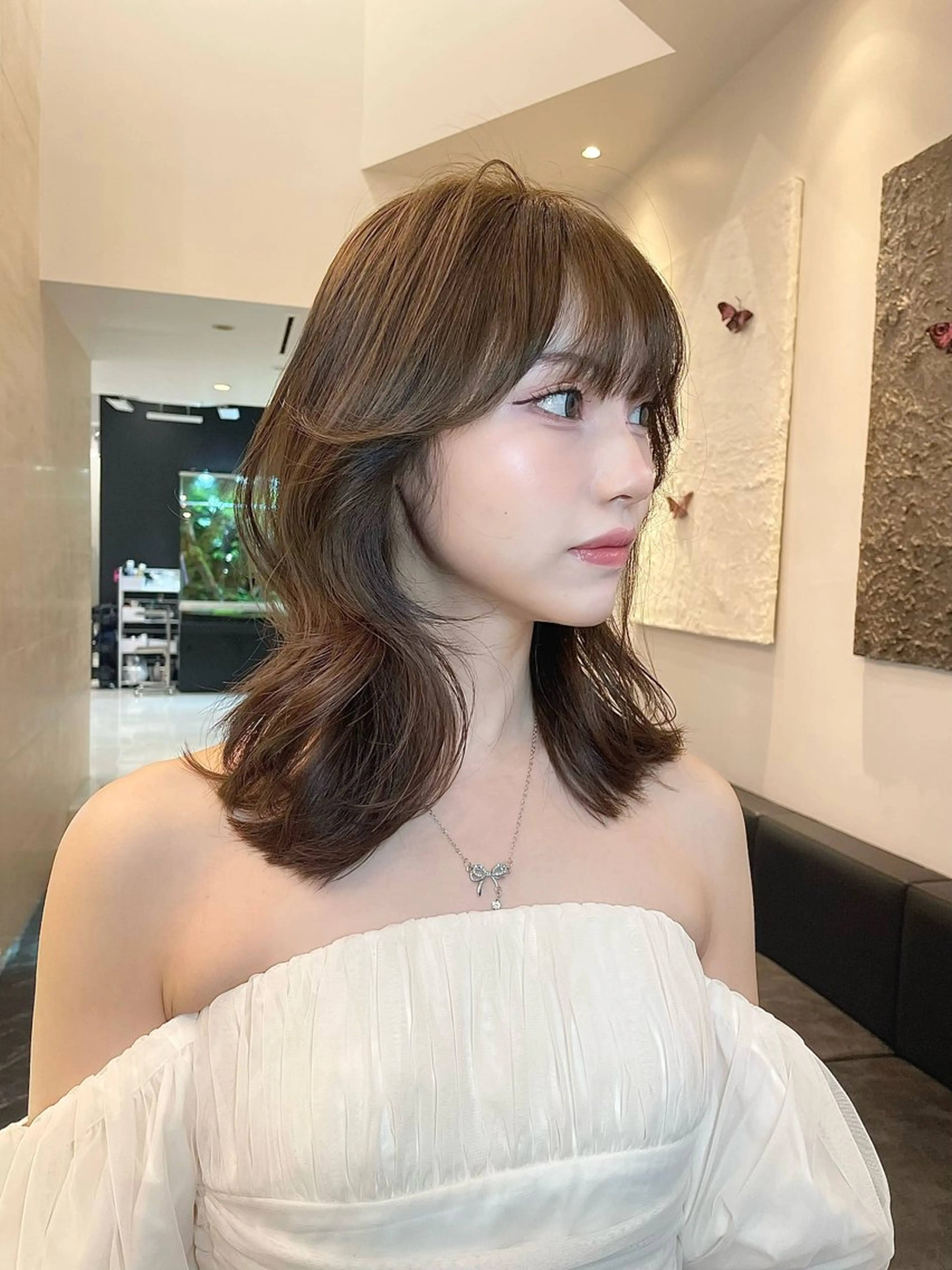 ミディアム カット ヘアカラー 韓国ヘア🇰🇷 YURIYAのヘアスタイル