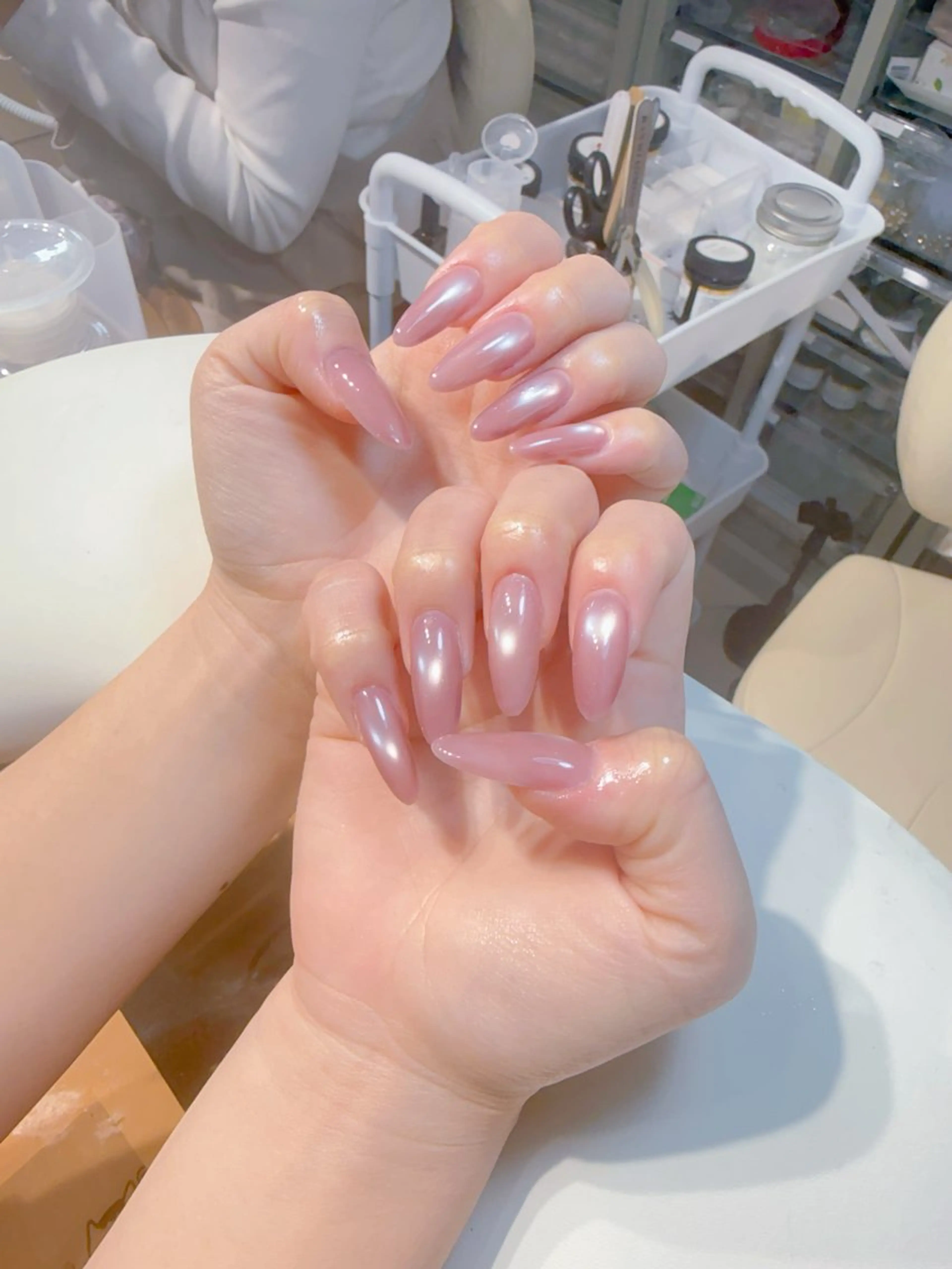 ネイル オーロラネイル 長さ出し フットネイル フレンチネイル ジェルネイル ヤマ モトのネイルデザイン