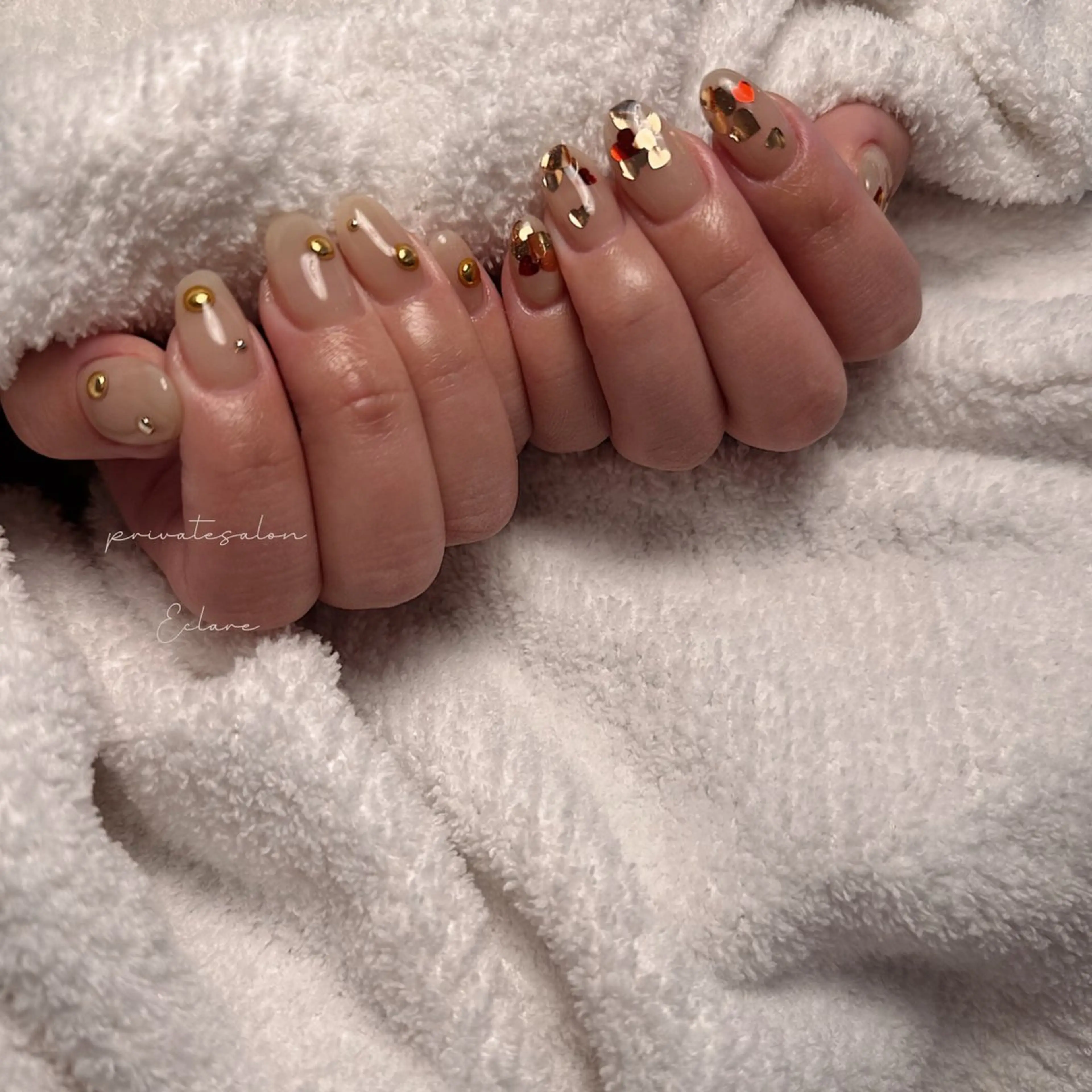 ネイル ハート 韓国ネイル ニュアンスネイル バレンタイン ワンホンネイル ハンドネイル Nail Salon ECLAREのネイルデザイン