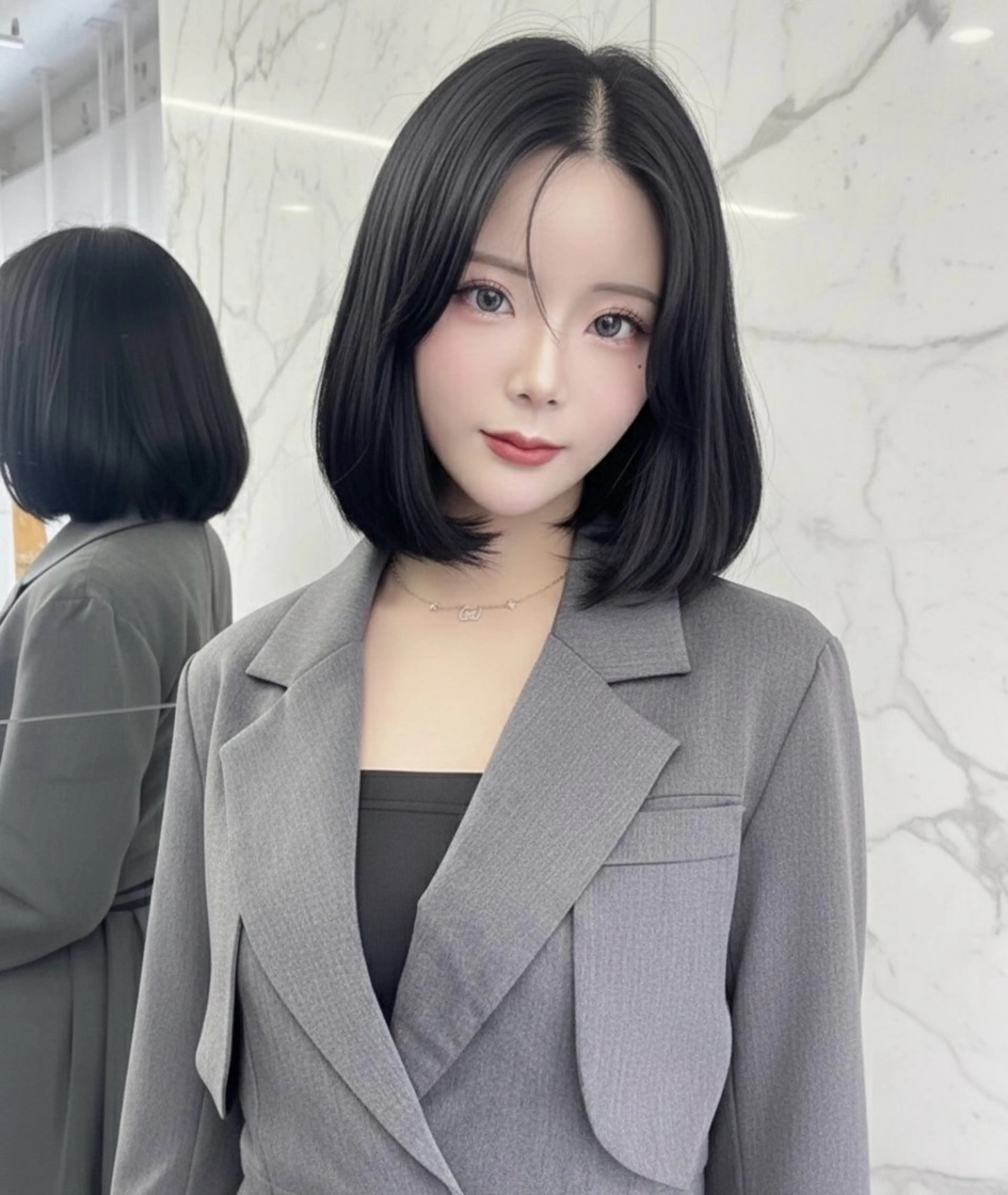 ミディアム カラー カット ヘアカラー トリートメント レイヤー\髪質改善\ ボブ特化\たかひろのヘアスタイル