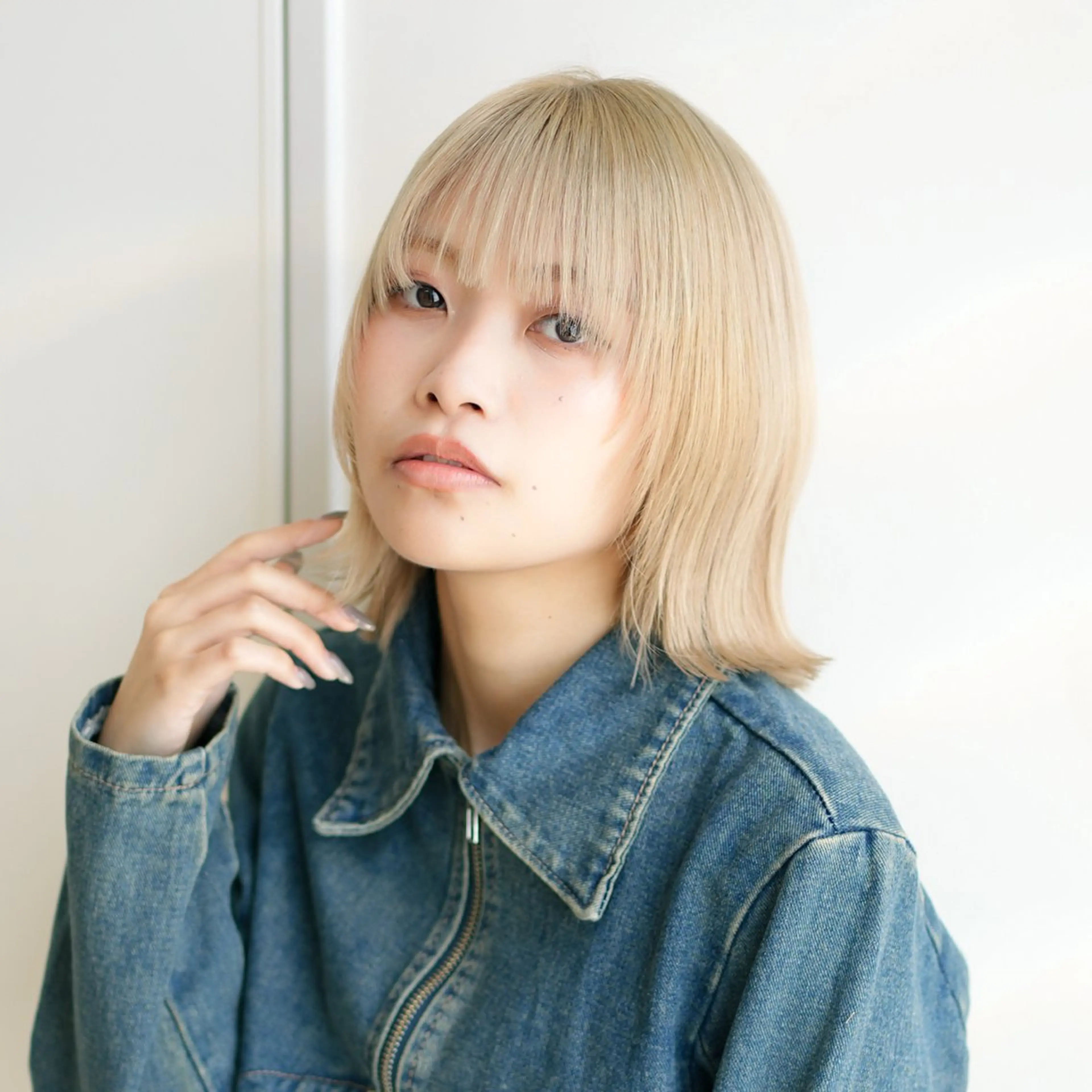 ミディアム ボブ 外ハネヘア カット ヘアカラー 小顔レイヤー/ 透明感カラー/増田のヘアスタイル