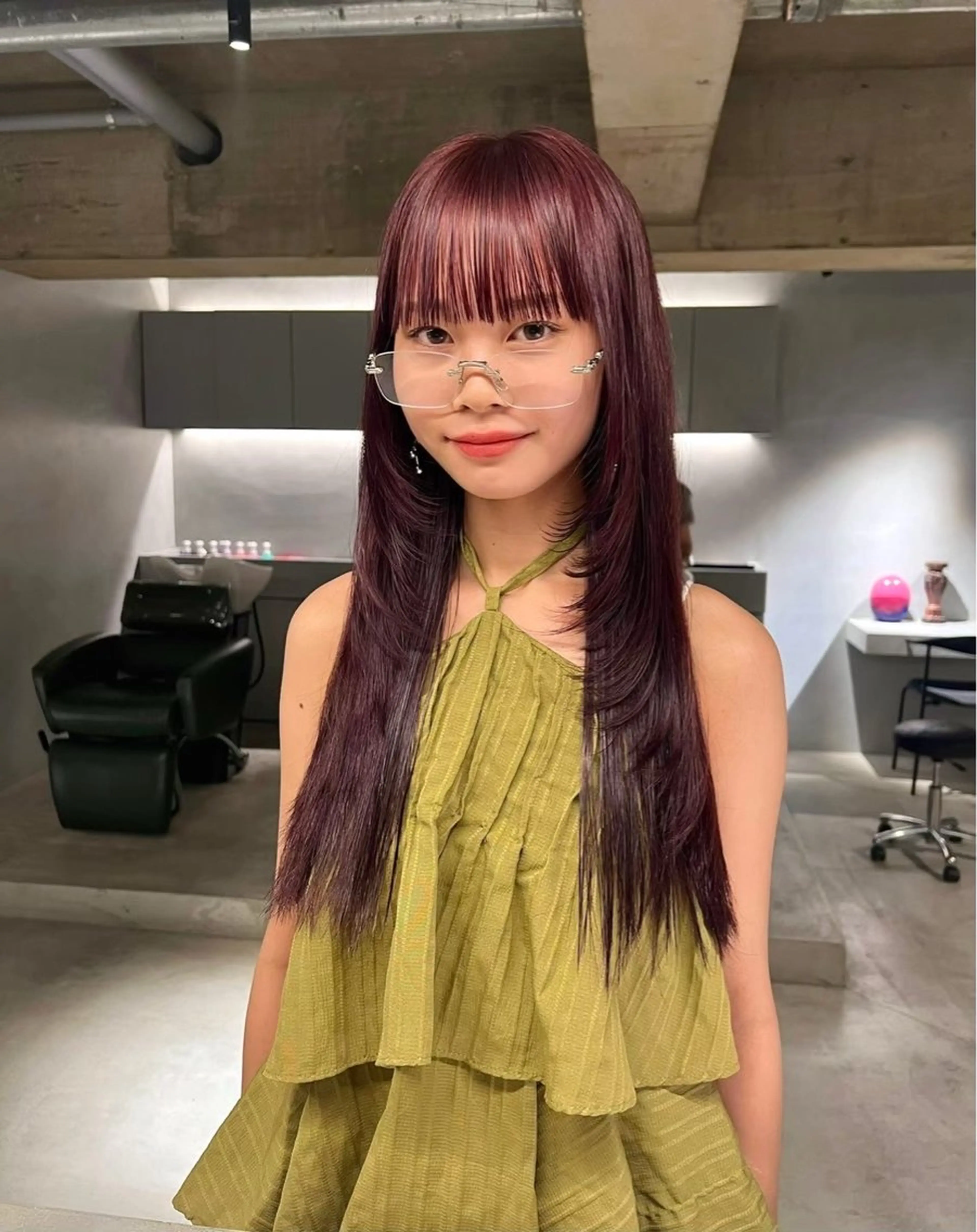 ミディアム カット ヘアカラー トリートメント 花木 理乃のヘアスタイル