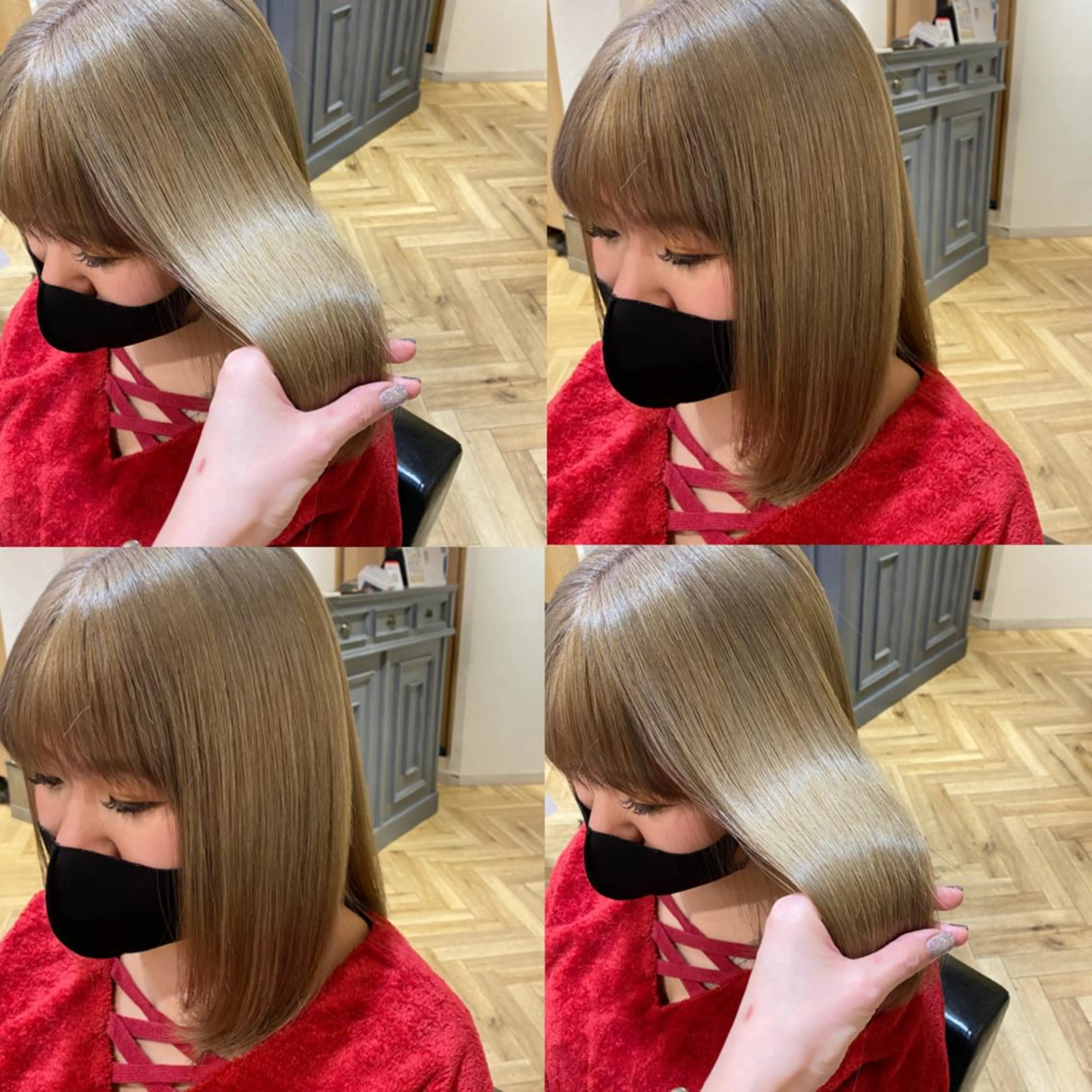 ミディアム カラー ベージュカラー ブリーチ 艶カラー/韓国顔周り 🎀mamiのヘアスタイル