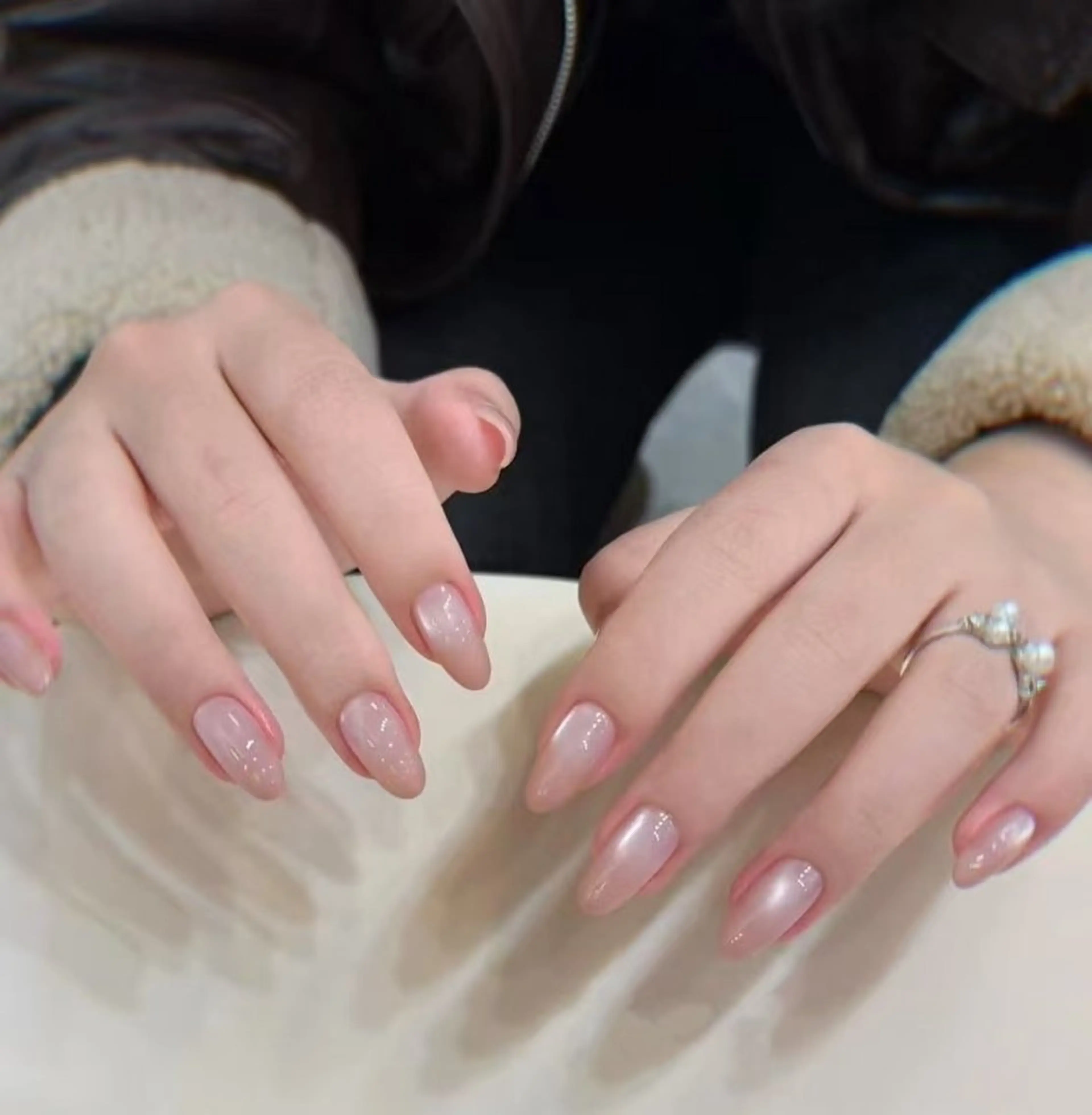 ネイル フラワーネイル フレンチネイル ジェルネイル ガラスフレンチ ハート ハンドネイル Oomiya 服部のネイルデザイン