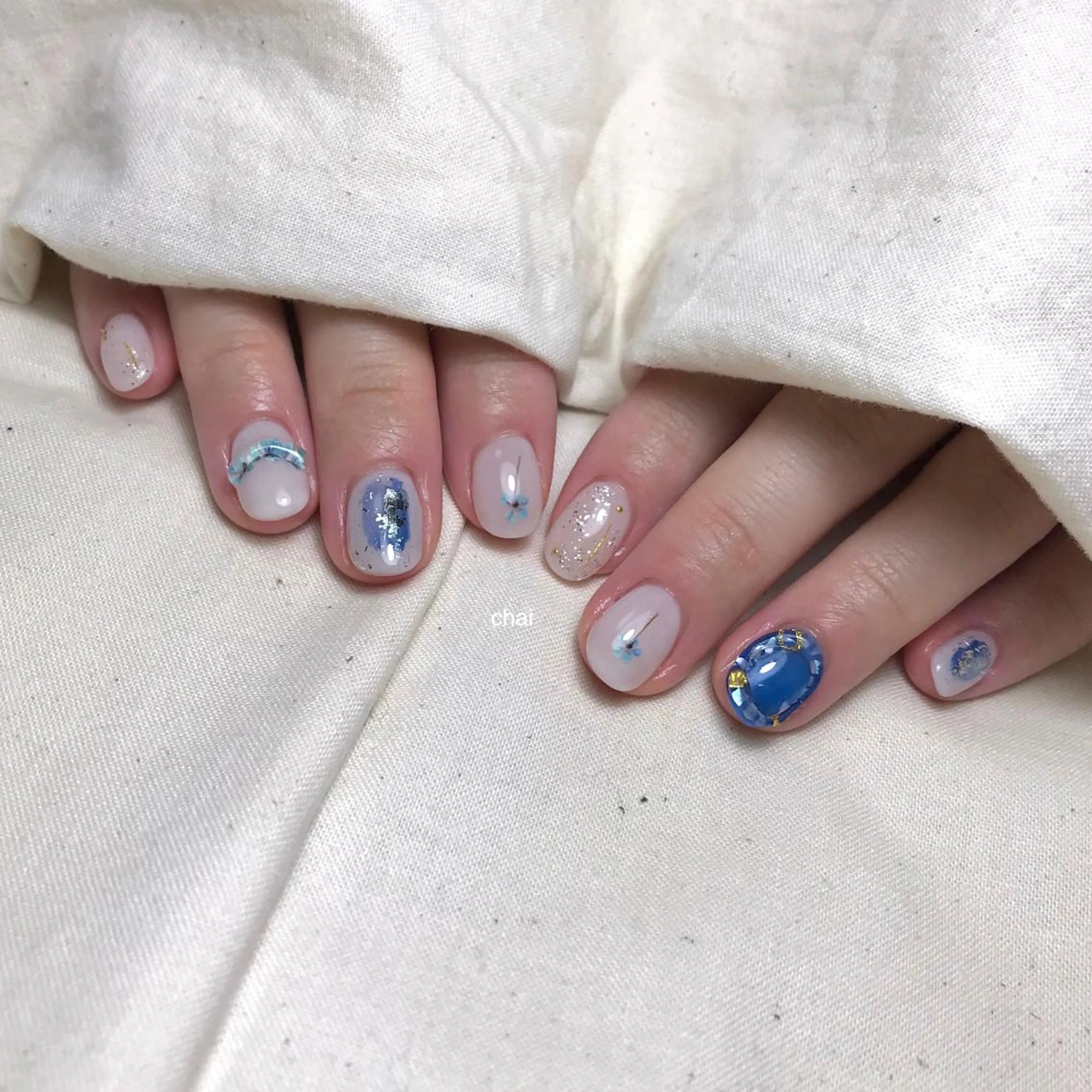 ネイル ブルー 夏ネイル ハンドネイル 💅 Ai.のネイルデザイン