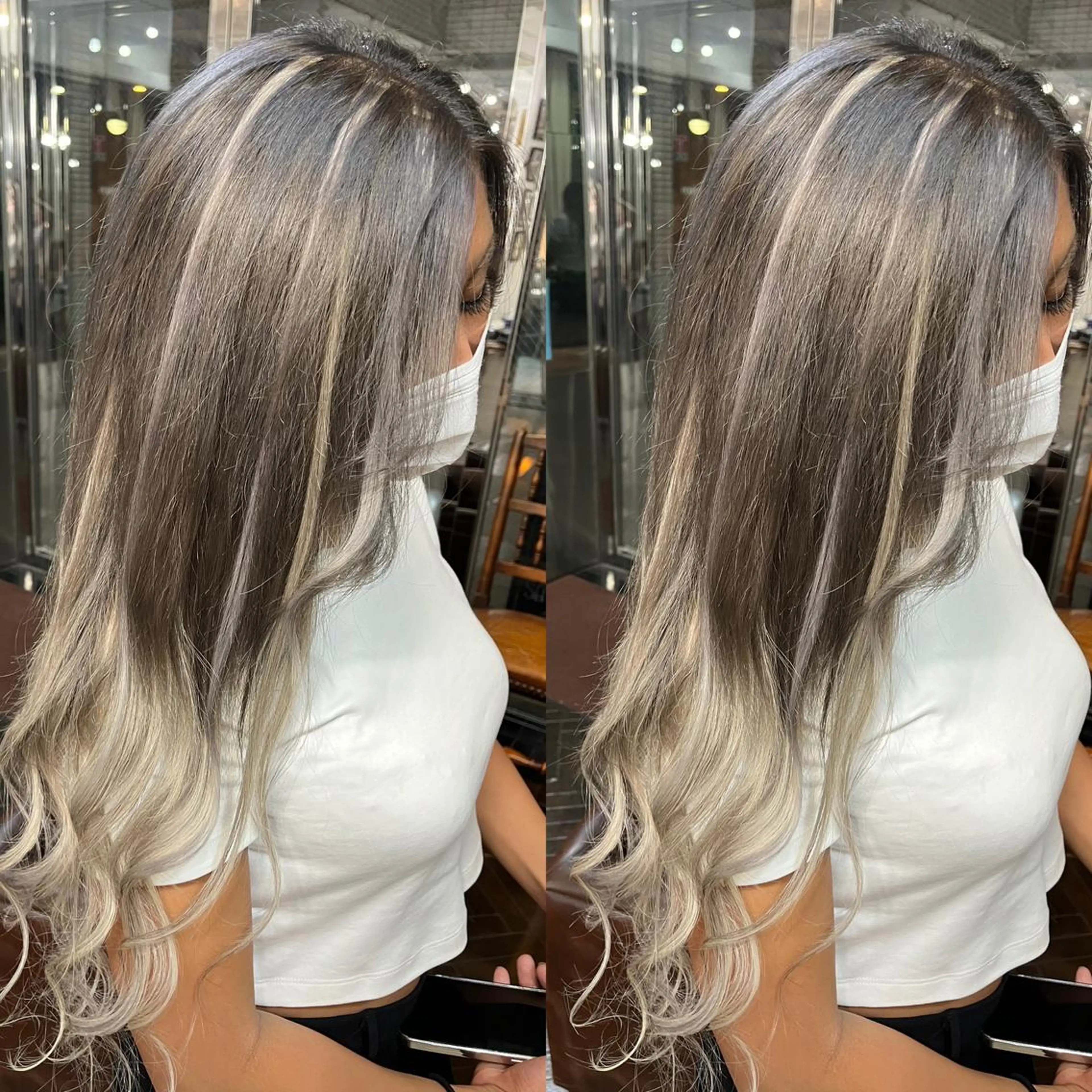 ロング カラー シールエクステ エクステ ヘアカラー エクステ モモカ/ハイトーン /バレイヤージュのヘアスタイル