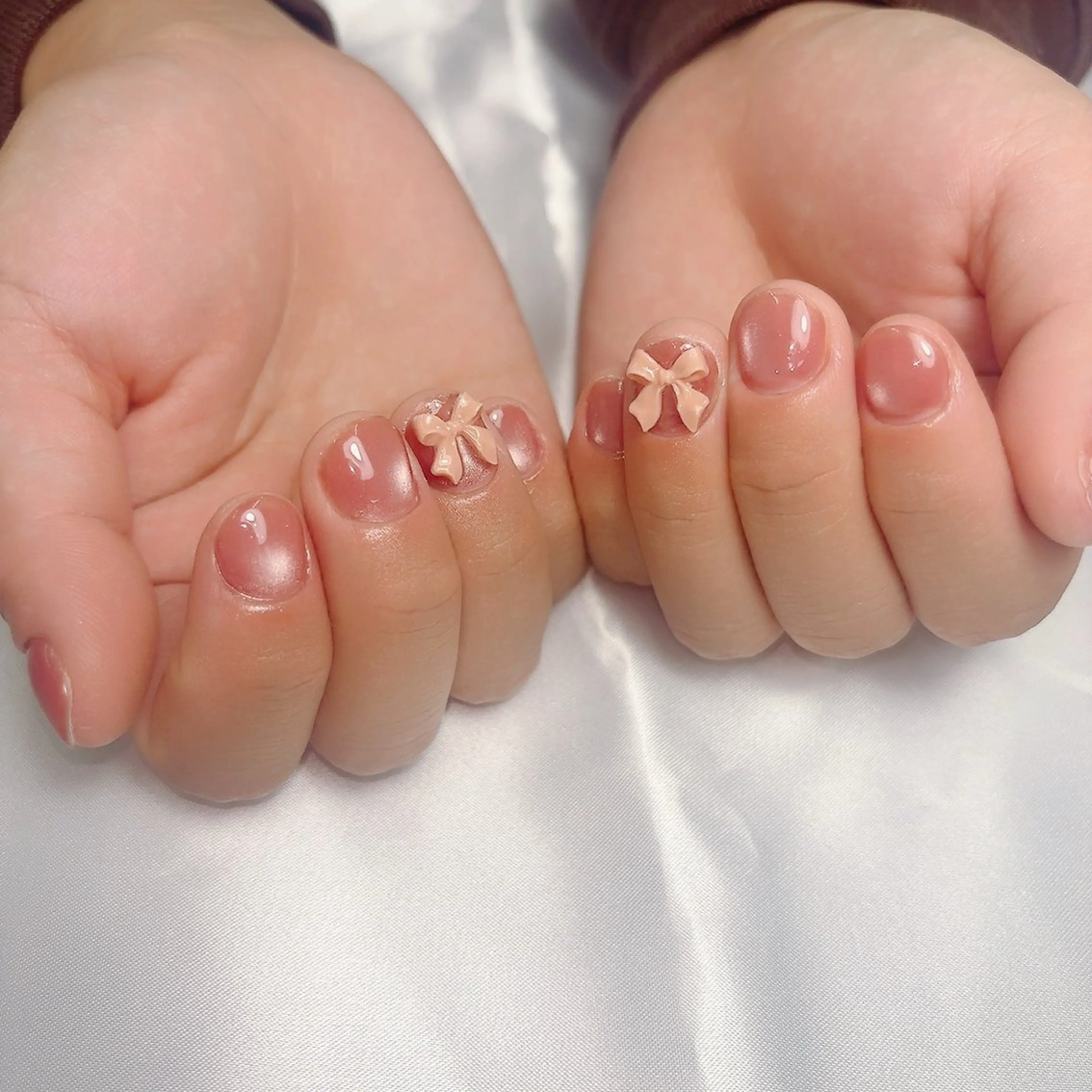 ネイル ピンク リボン ハンドネイル ポッコネイル所属・ポッコネイル MISAKIのネイルデザイン