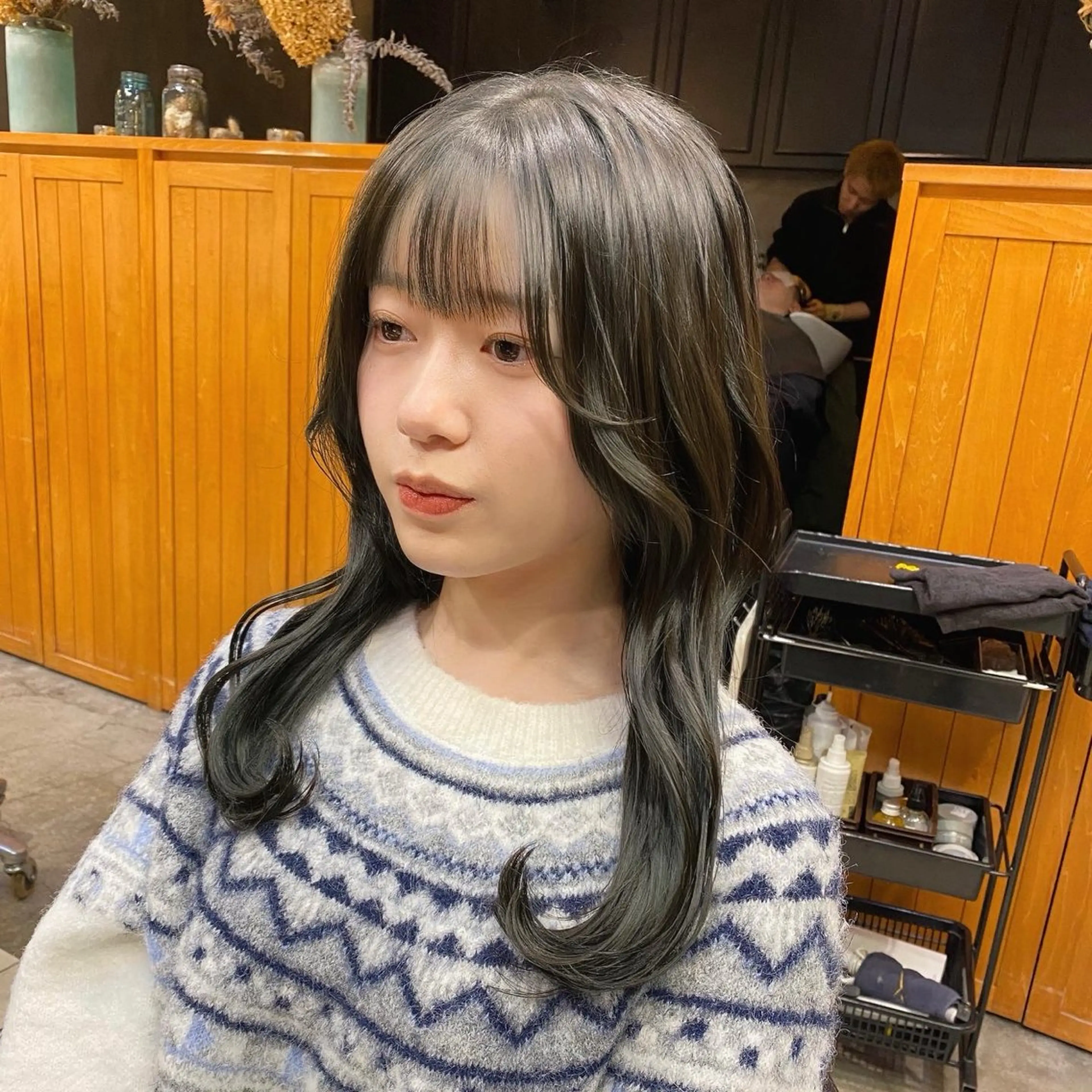 セミロング カラー ブリーチ ダブルカラー グレージュ ブリーチなしカラー オリーブグレージュ カット ヘアカラー Ms.CHARM所属・透明感カラー🌿 グレージュ🐺陽介のヘアスタイル