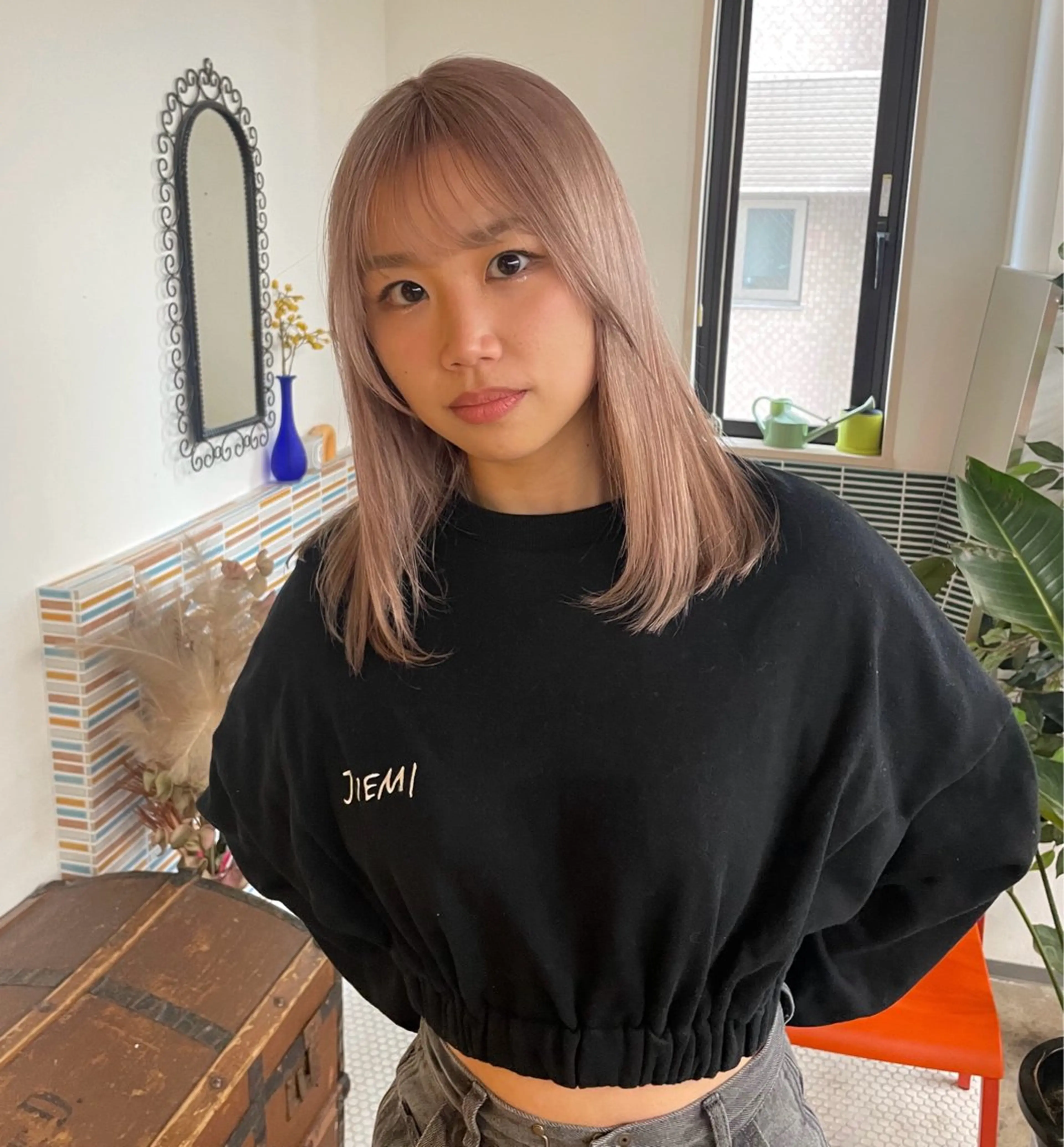 セミロング カラー ベージュカラー ブリーチ ホワイトベージュ ブリーチ矯正/ ブリーチ特化mikaのヘアスタイル