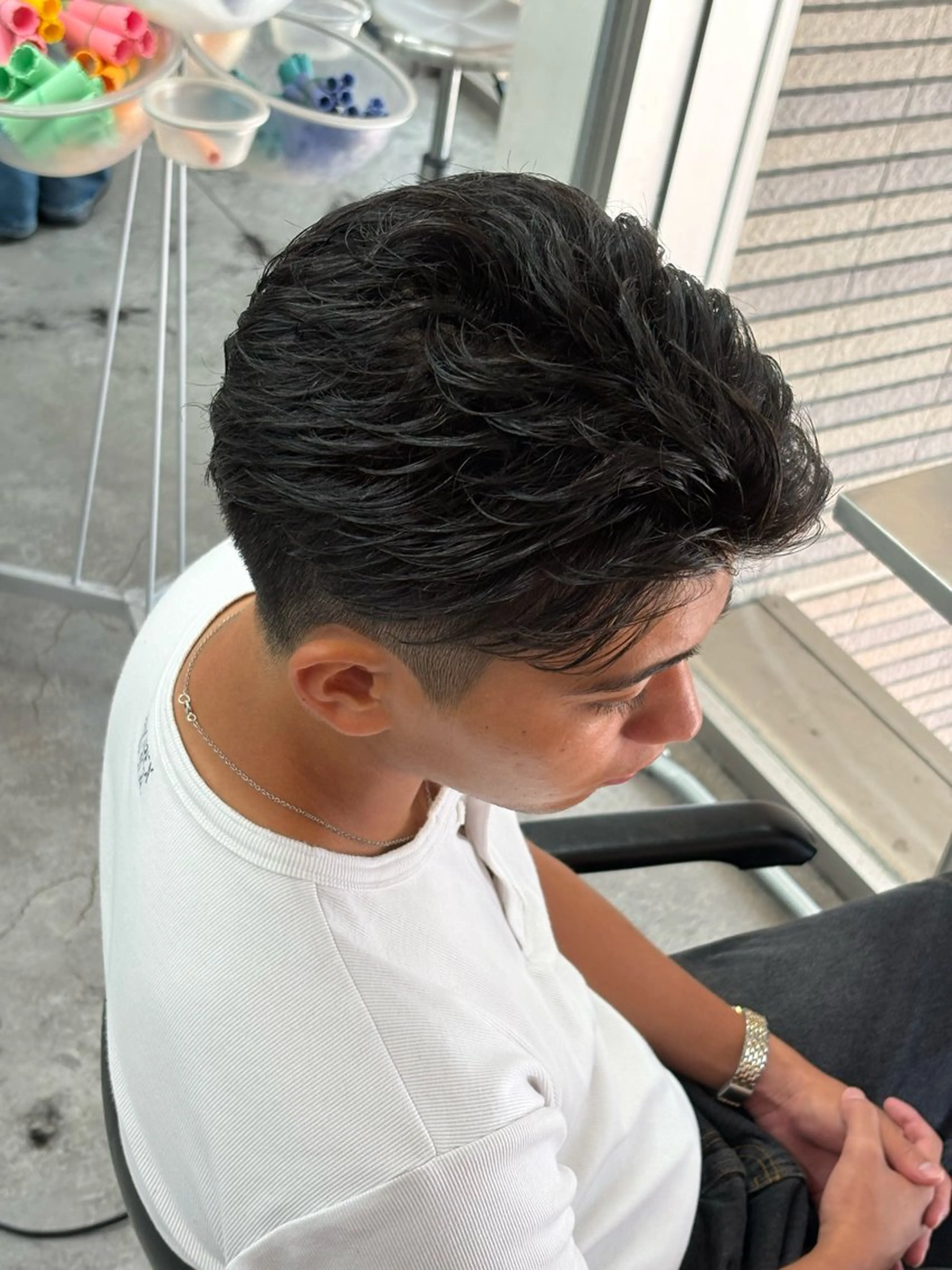 ショート カラー パーマ メンズ カット ヘッドスパ ヘアセット メンズパーマ特化 🔥韓国ヘア職人🔥のヘアスタイル