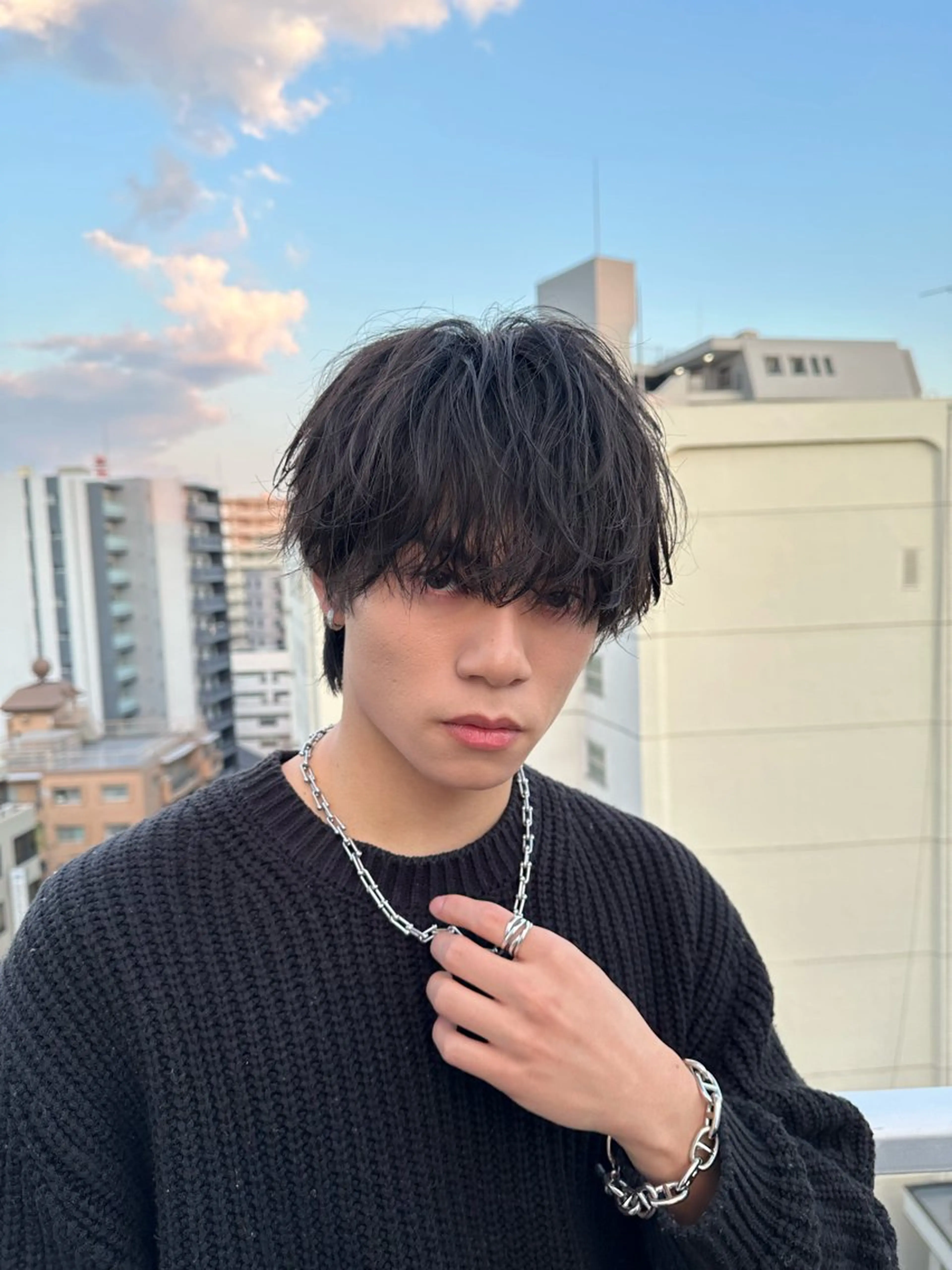 セミロング パーマ メンズ マッシュ メンズパーマ セミロングパーマ カット パーマ 立川韓国メンズヘア ニュアンスパーマ安井のヘアスタイル