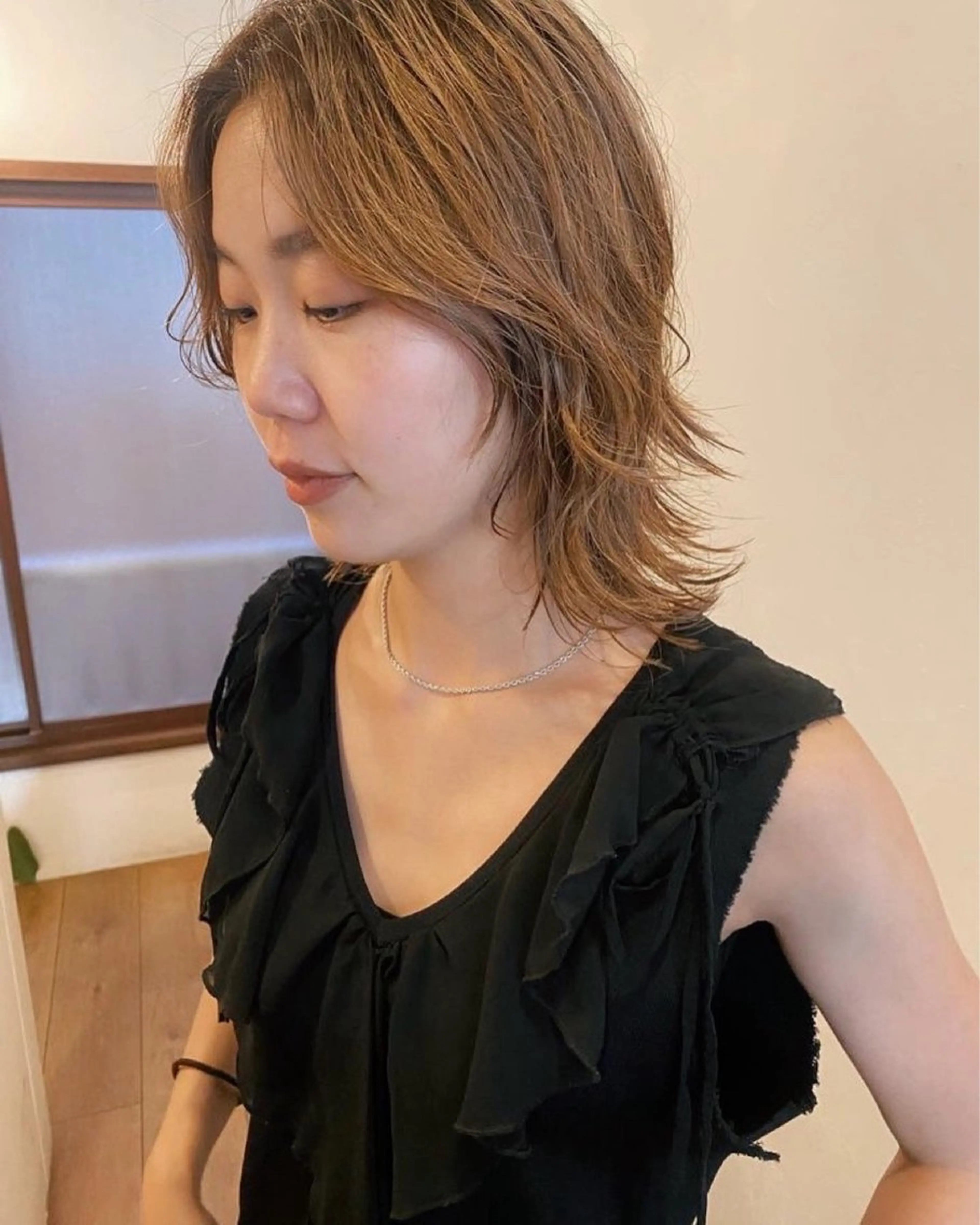 ミディアム カラー レイヤーカット ヘアカラー 【pejite】 Hinanoのヘアスタイル