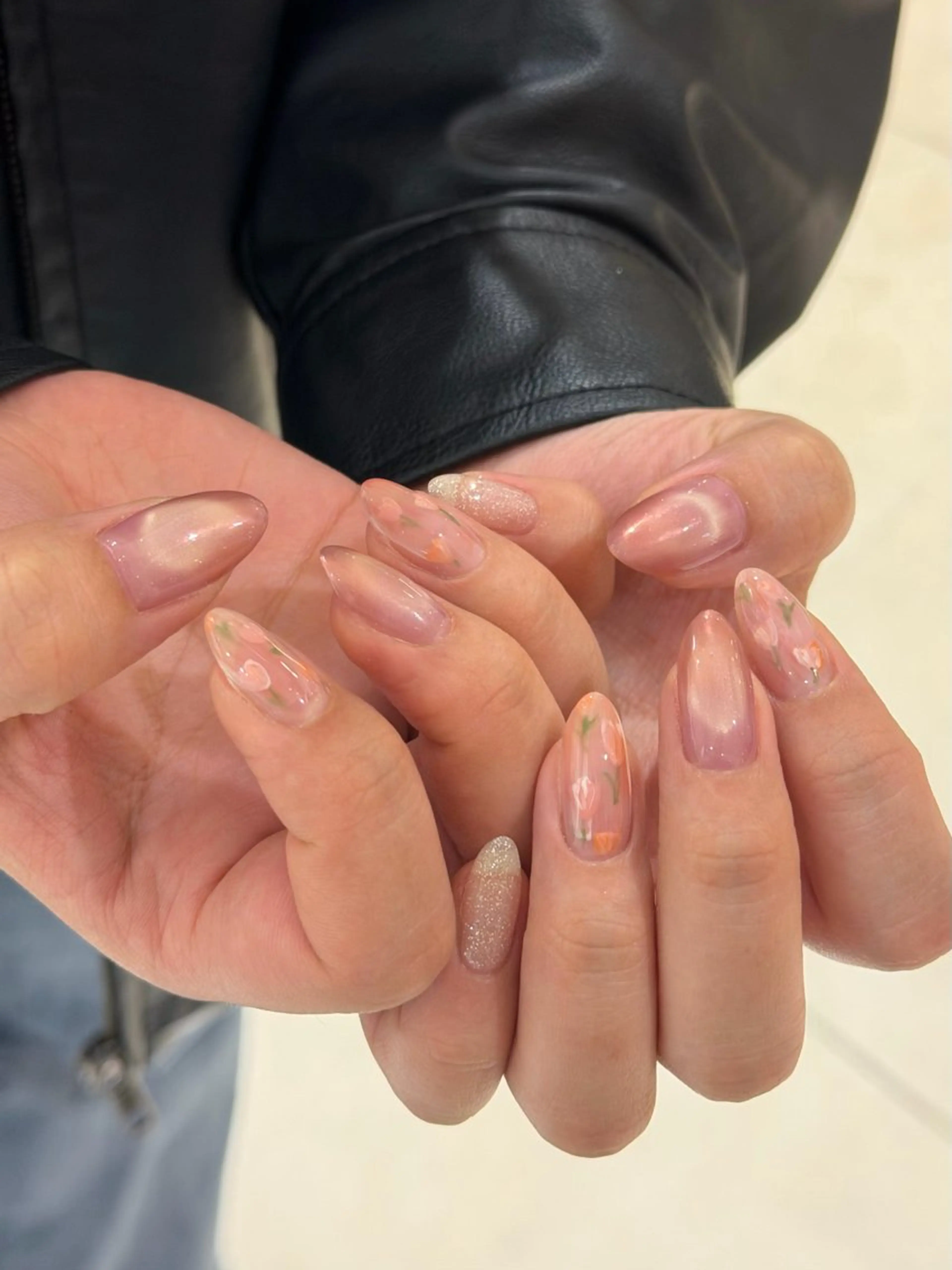 ネイル フラッシュネイル ニュアンスネイル 春ネイル ハンドネイル eri premiereのネイルデザイン