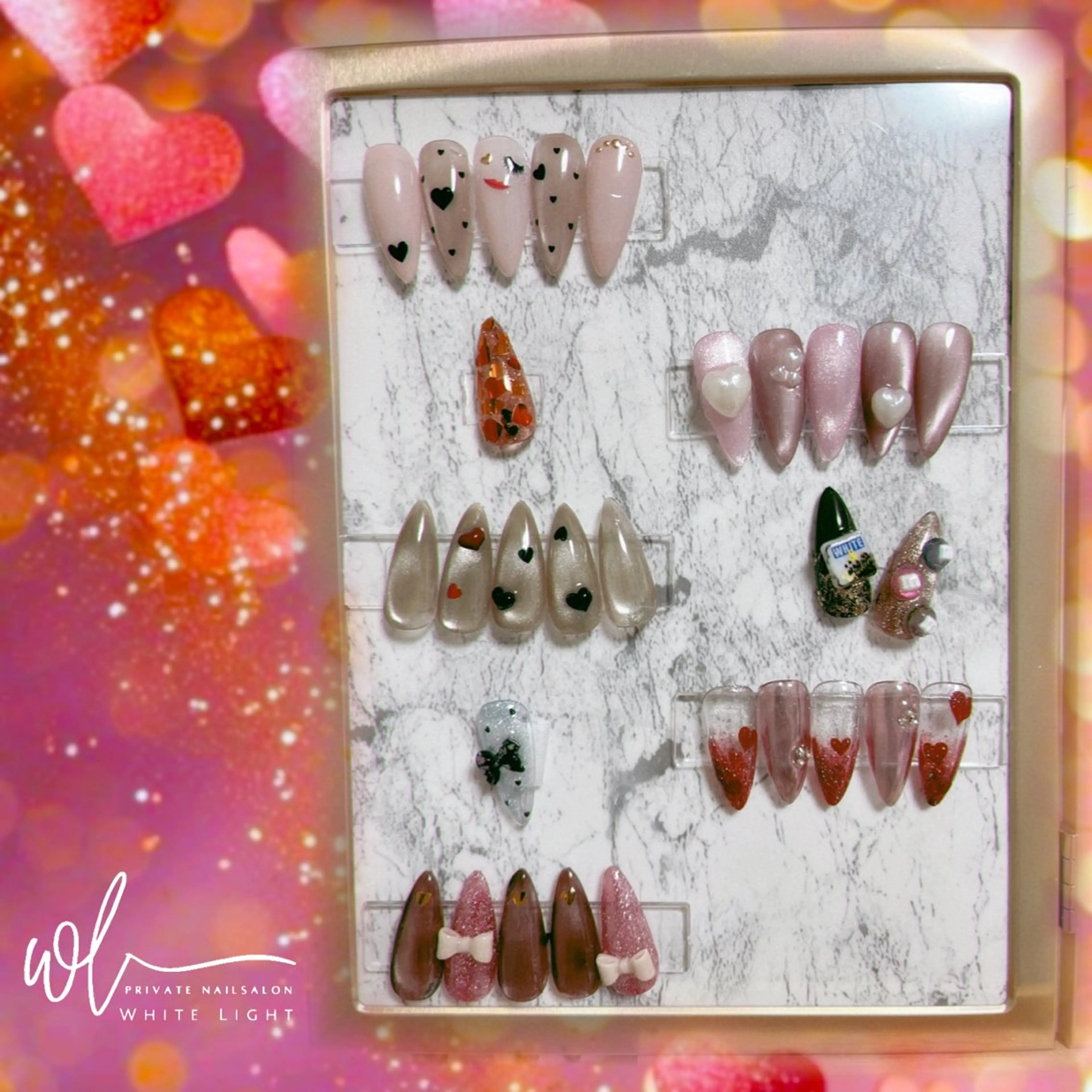 ネイル アートネイル バレンタイン ハンドネイル プライベートサロン WhiteLightのネイルデザイン