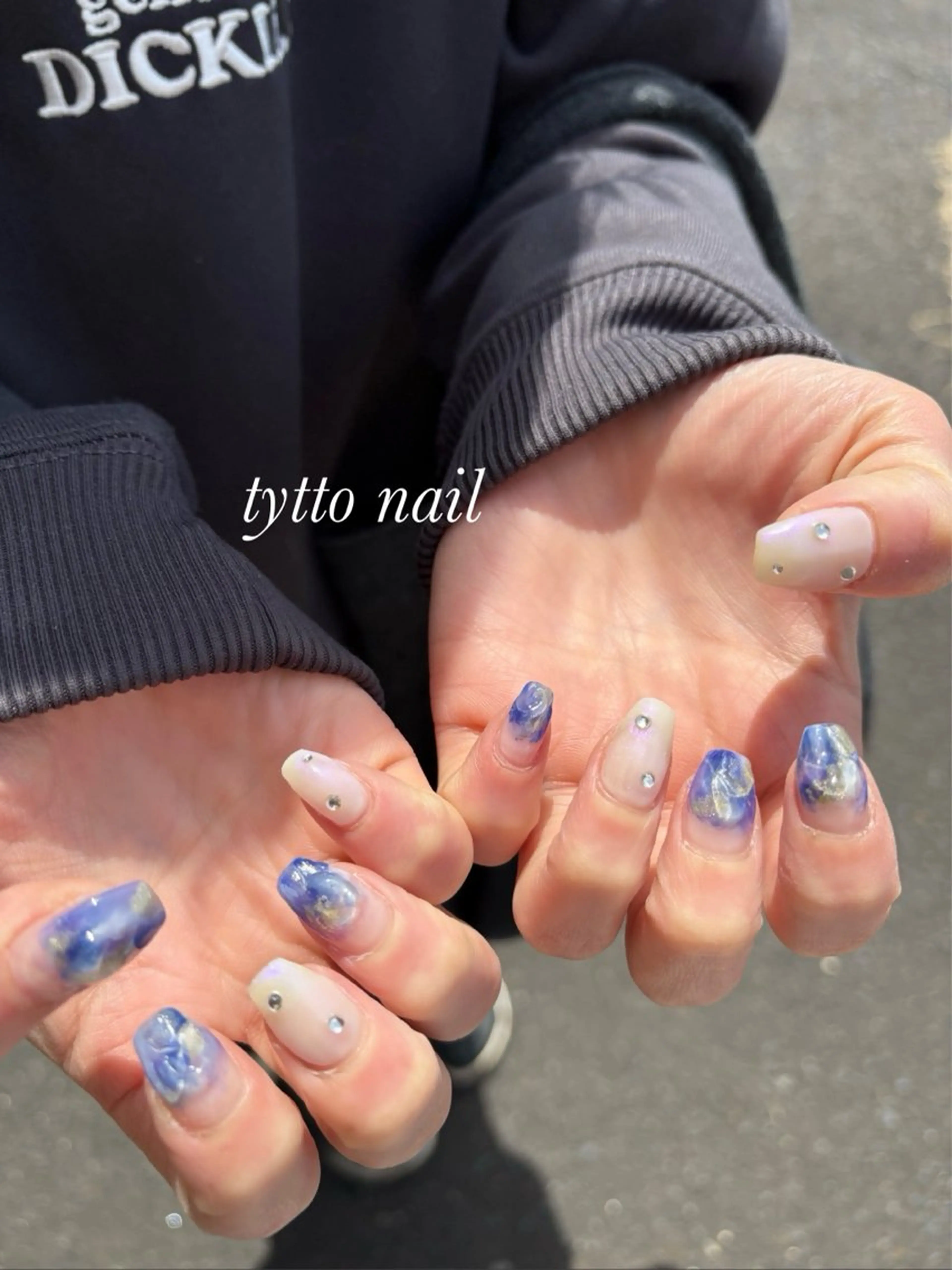 ネイル ブルー ガーリー 韓国ネイル ニュアンスネイル ワンカラーネイル tytto nail ❤︎‪‪eri‪‪のネイルデザイン