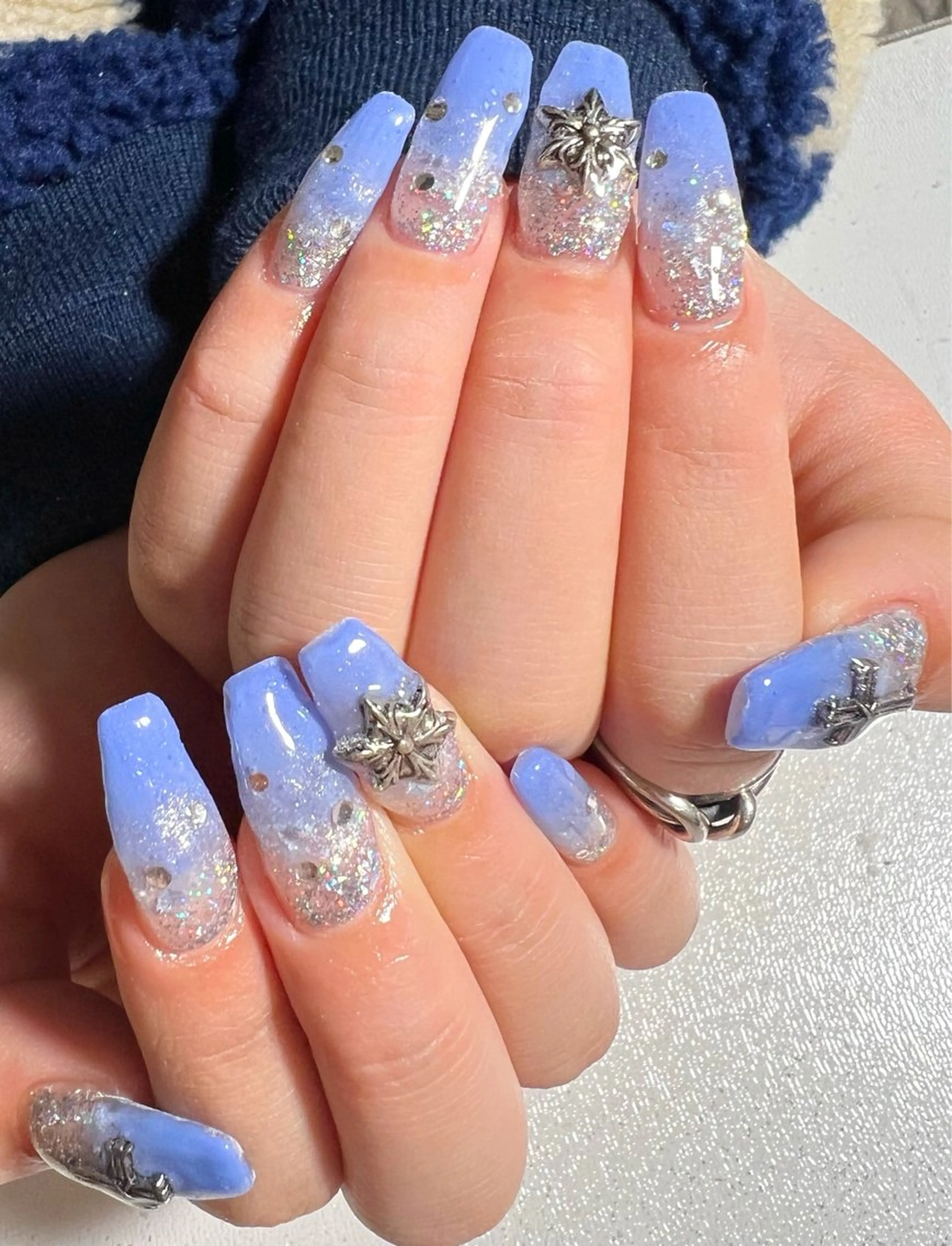 ネイル ブルー ハンドネイル private salon mieのネイルデザイン